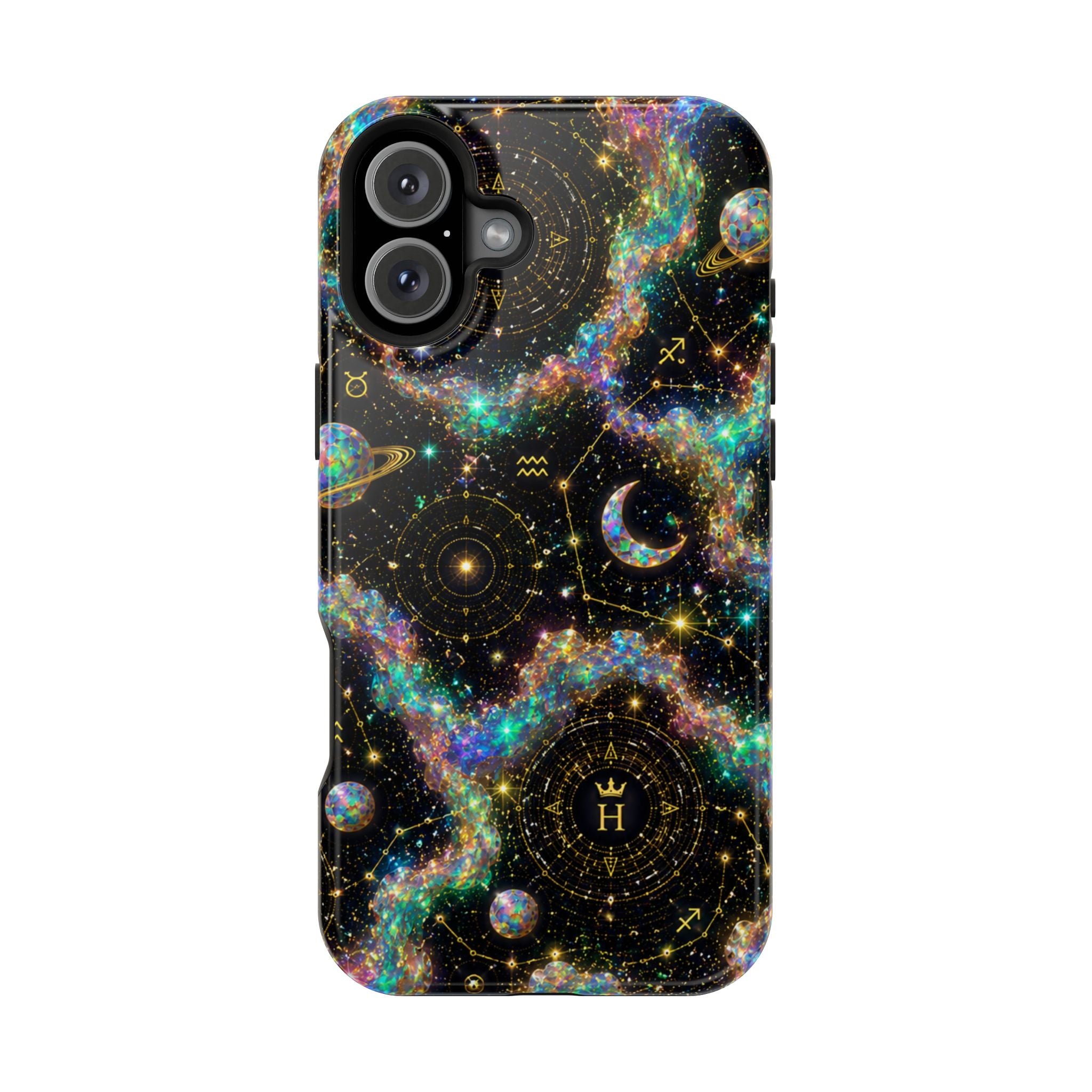 Libra Opal Birthstone Phone Case — Black Magnetic Impact-Resistant