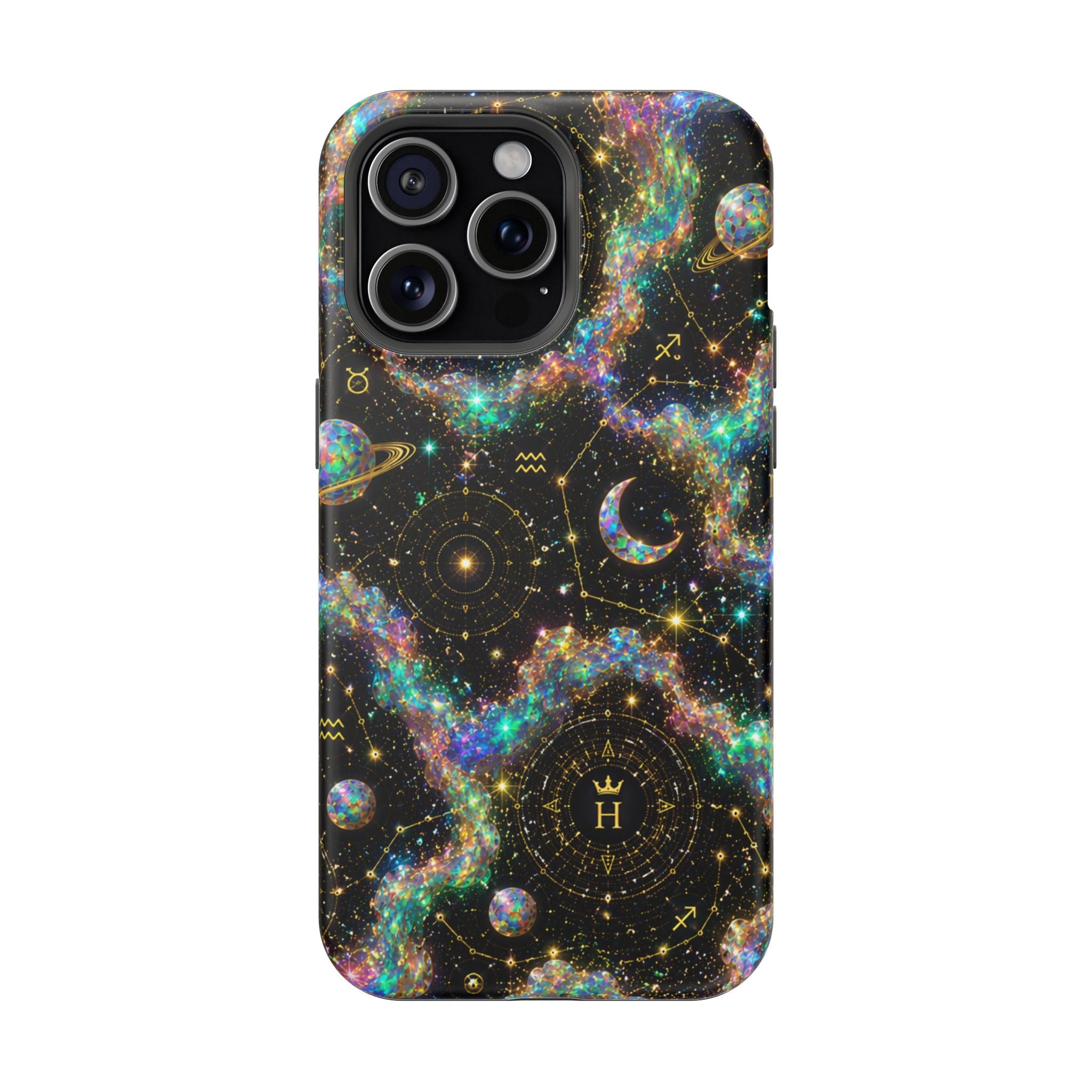 Libra Opal Birthstone Phone Case — Black Magnetic Impact-Resistant