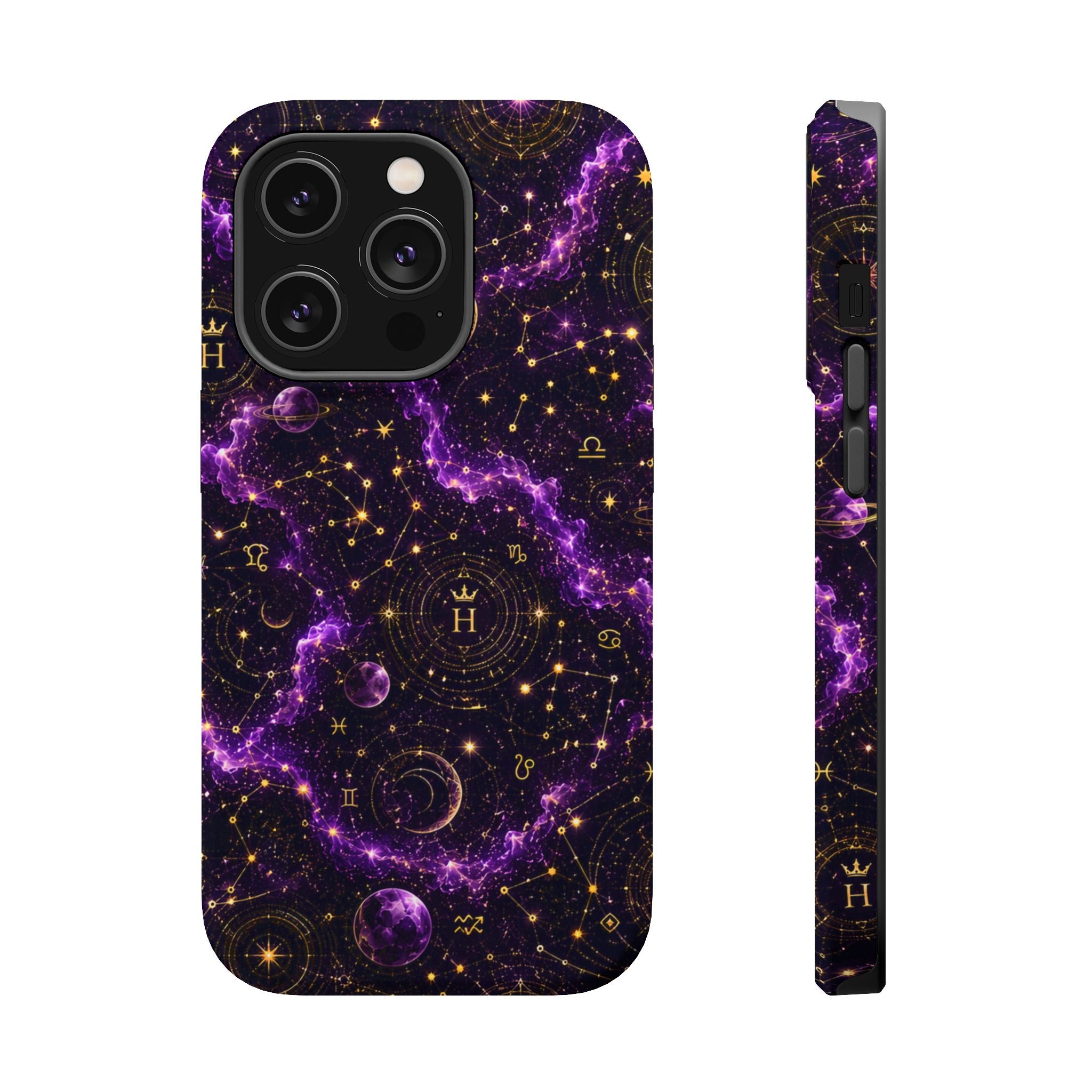 Aquarius Amethyst Birthstone Phone Case — Black Magnetic Impact-Resistant