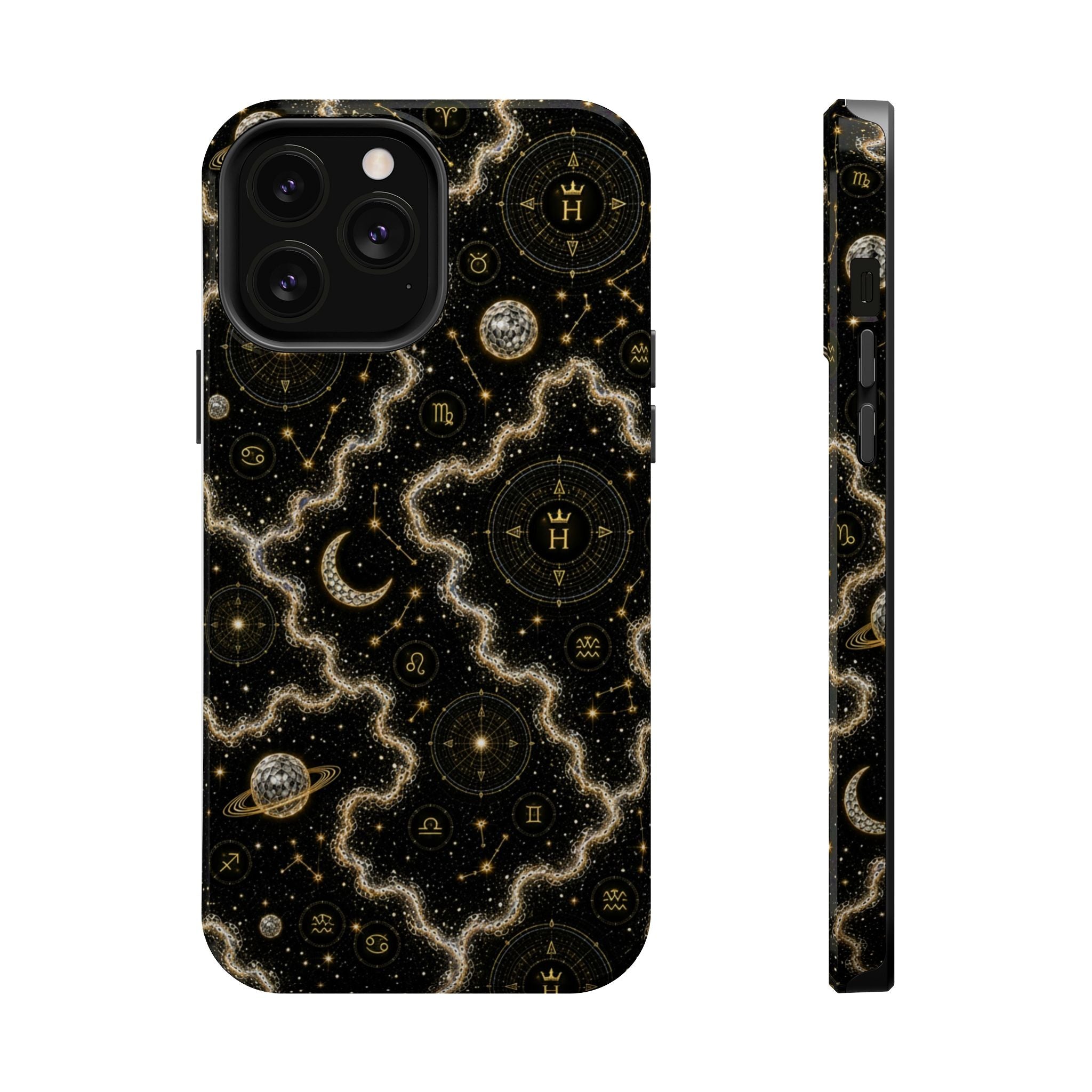 Aries Diamond Birthstone Phone Case — Black Magnetic Impact-Resistant