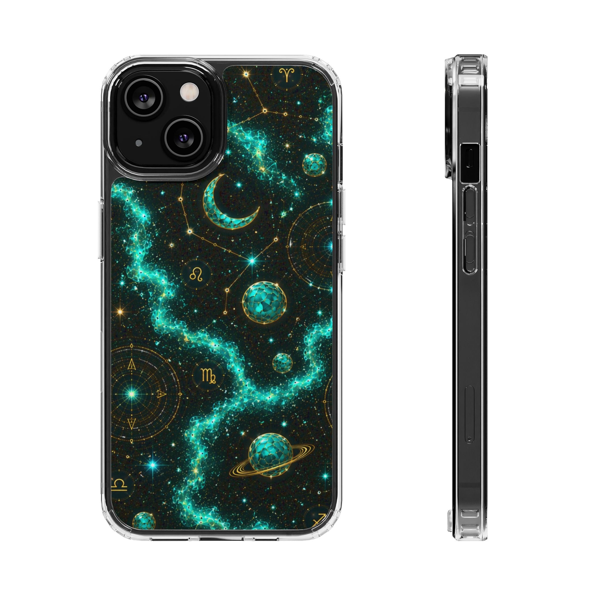 Pisces Aquamarine Birthstone Phone Case — Clear Magnetic Impact-Resistant