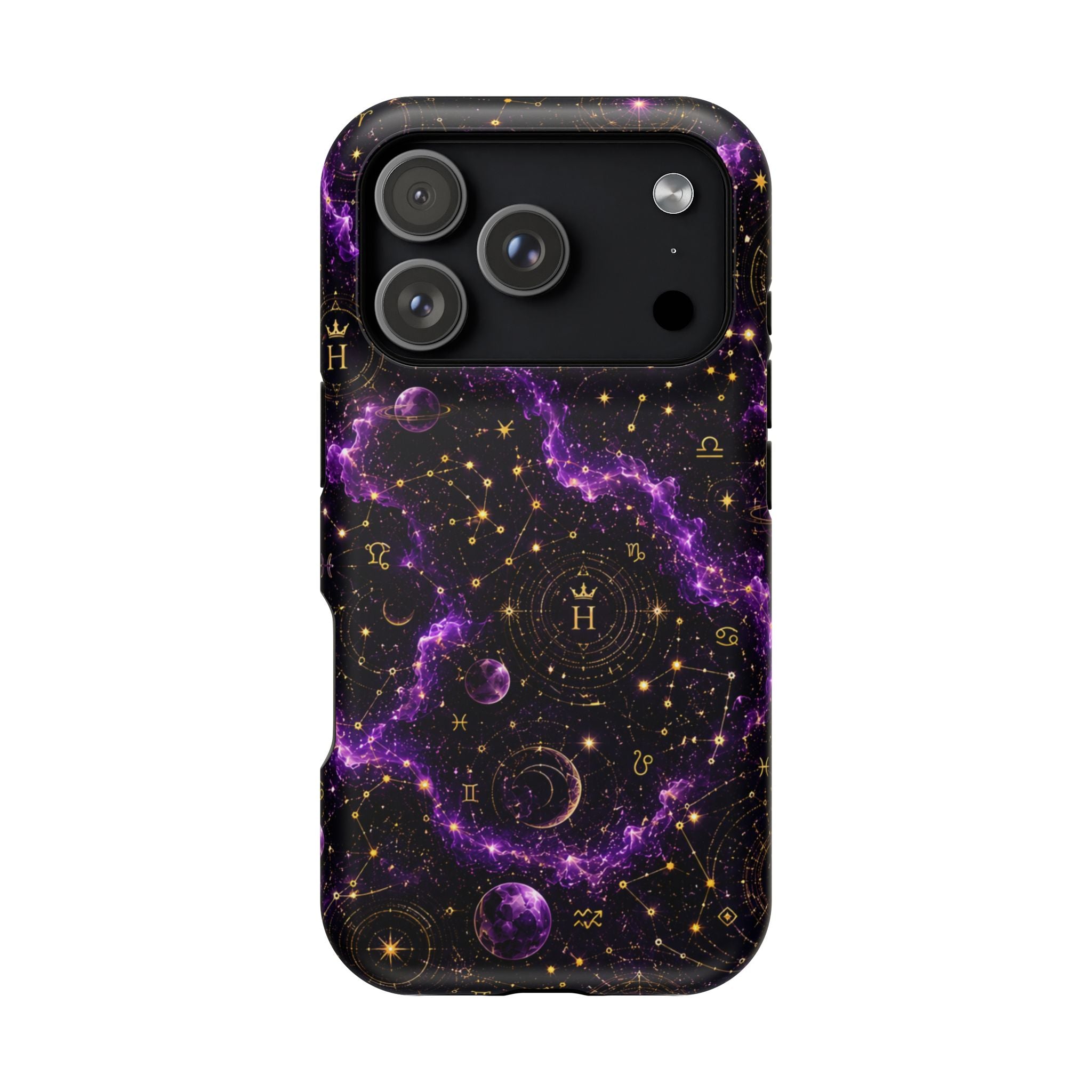 Aquarius Amethyst Birthstone Phone Case — Black Magnetic Impact-Resistant