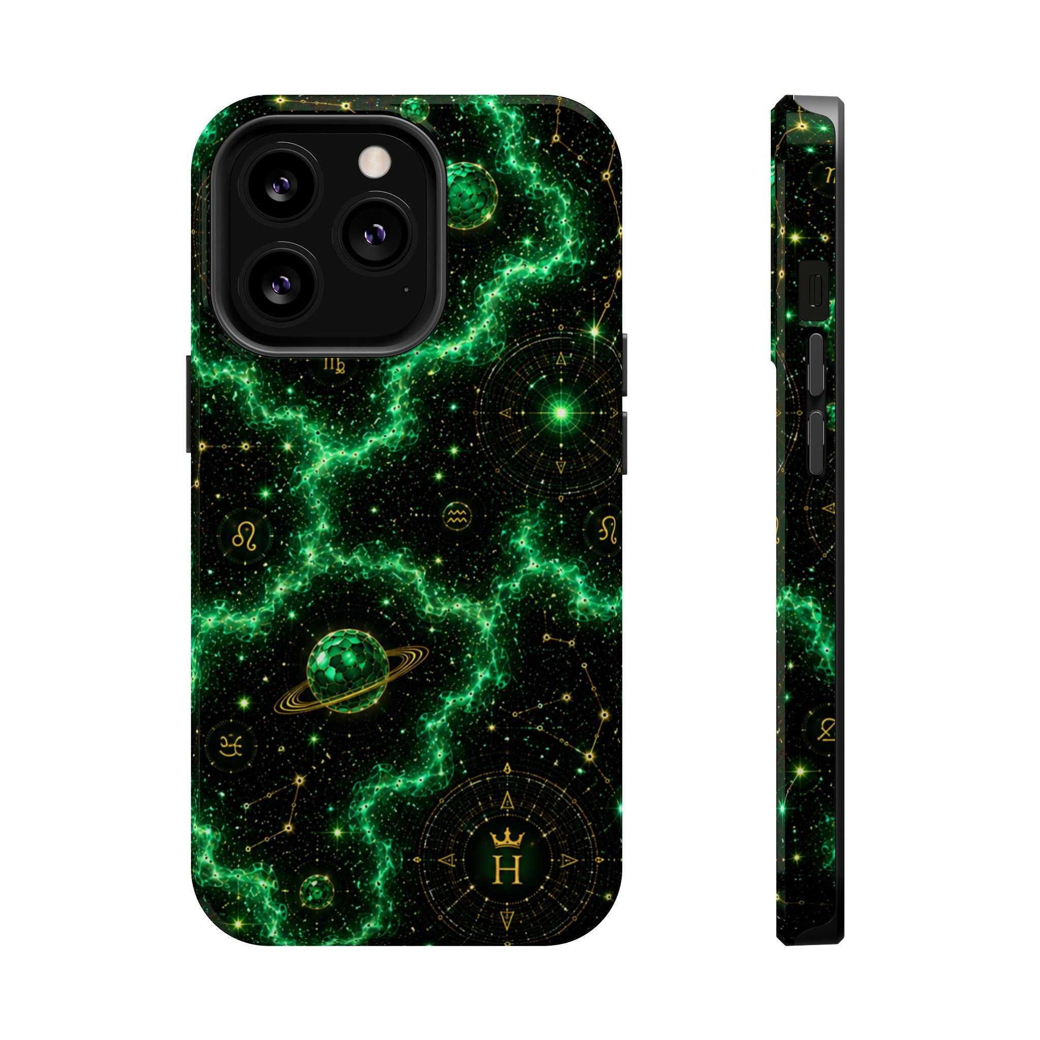 Taurus Emerald Birthstone Phone Case — Black Magnetic Impact-Resistant