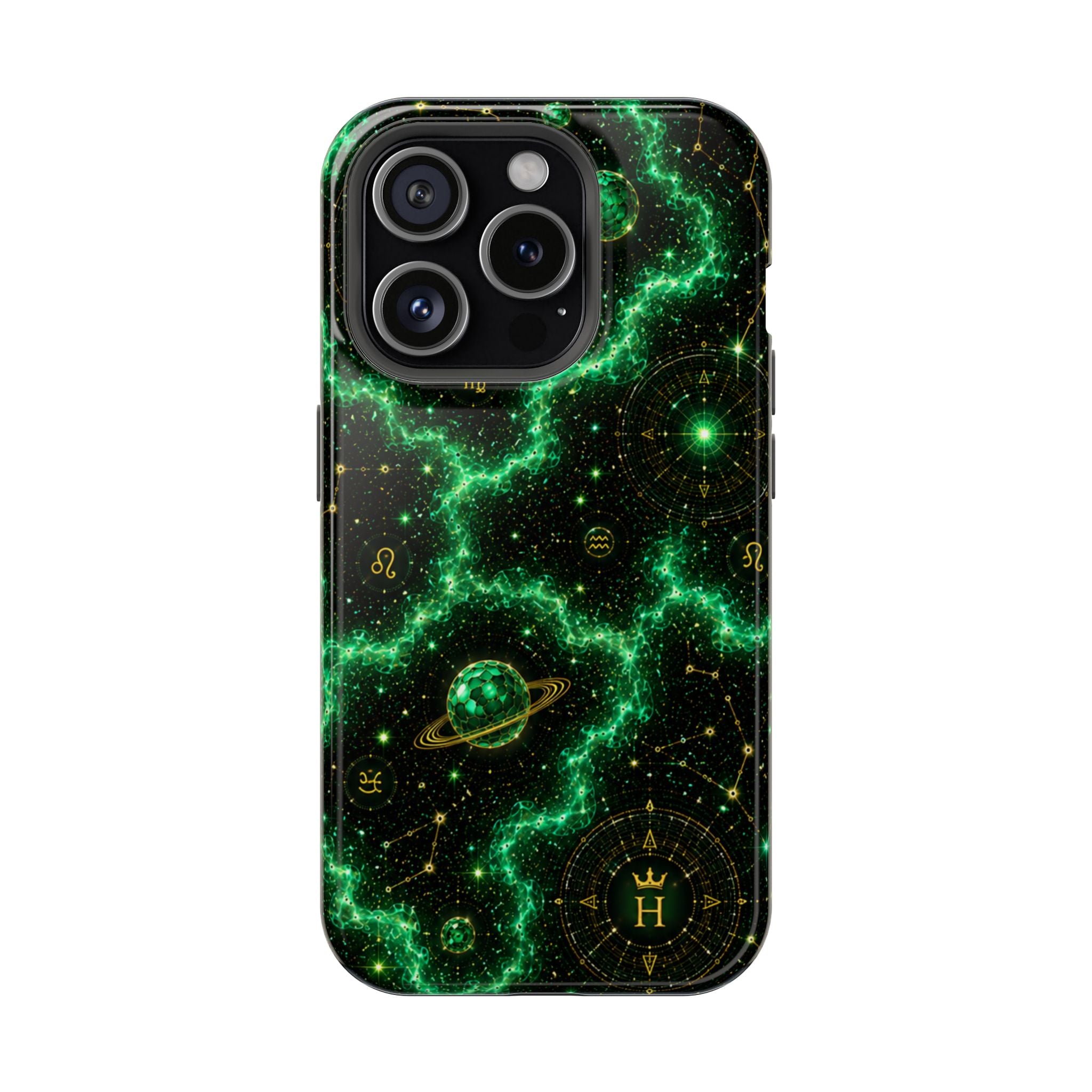 Taurus Emerald Birthstone Phone Case — Black Magnetic Impact-Resistant