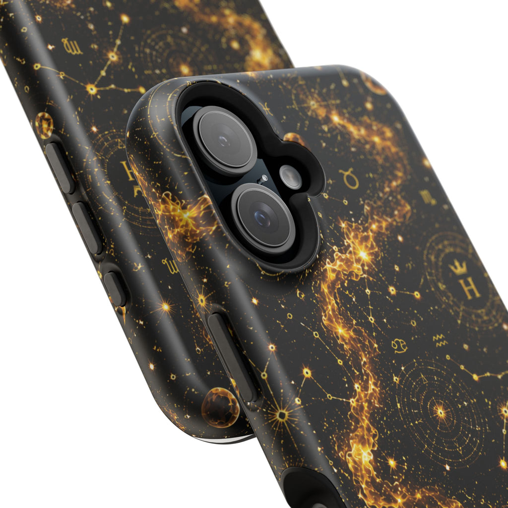 Galaxy Constellation Magnetic Phone Case — Gold Starfield Impact-Resistant