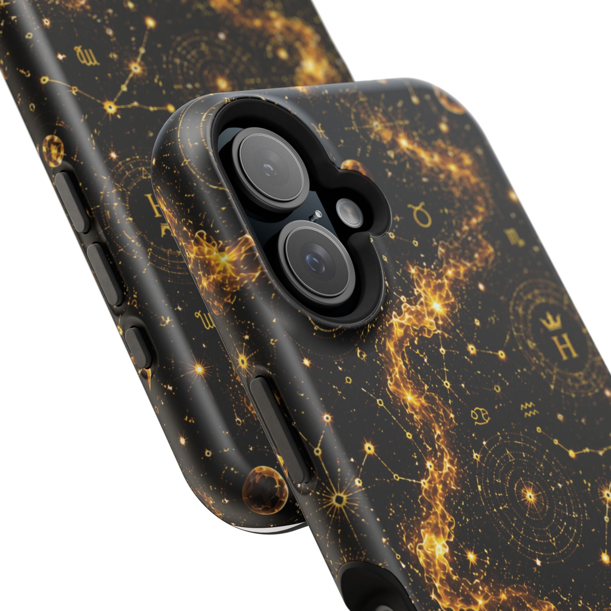 Galaxy Constellation Magnetic Phone Case — Gold Starfield Impact-Resistant