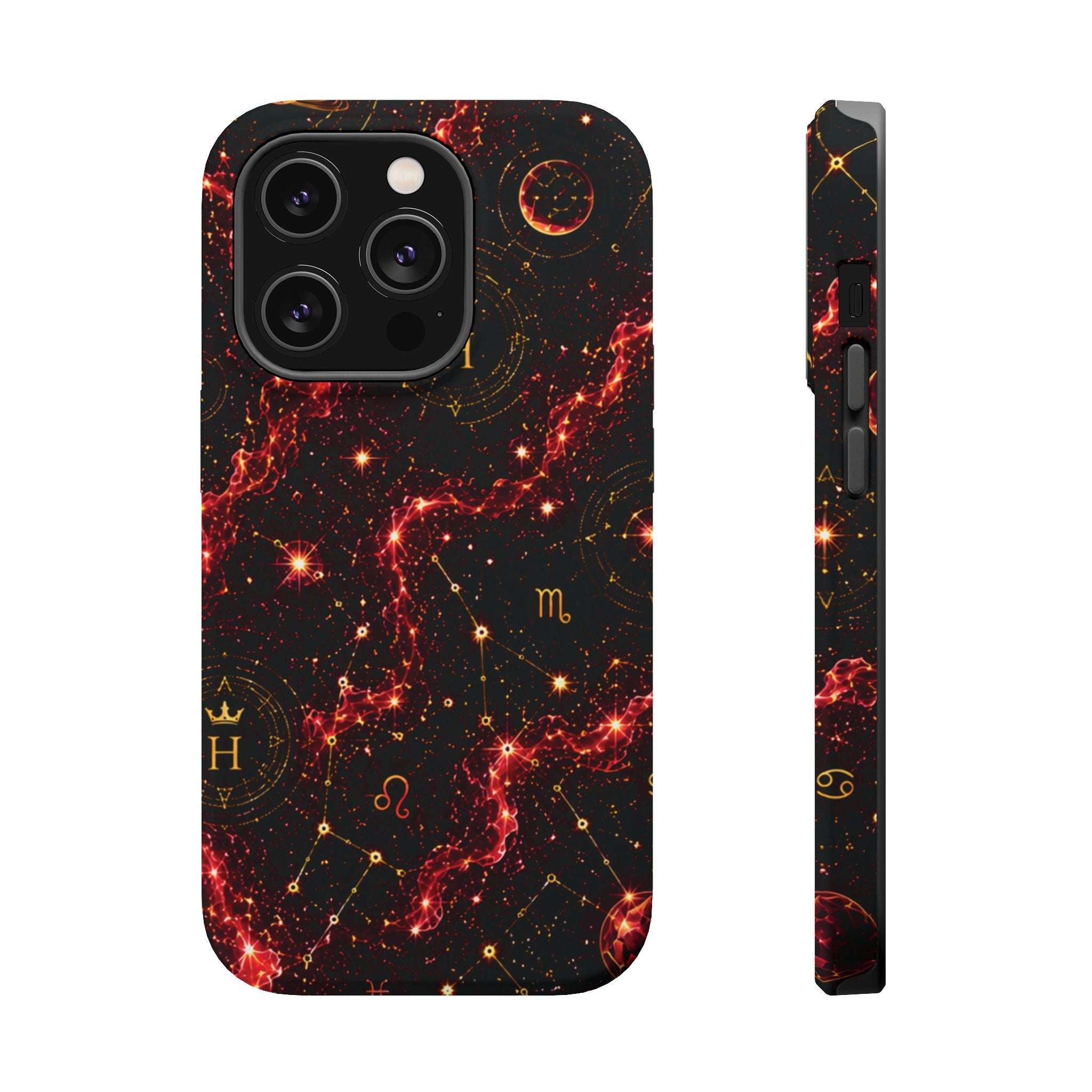Capricorn Garnet Birthstone Phone Case — Black Magnetic Impact-Resistant