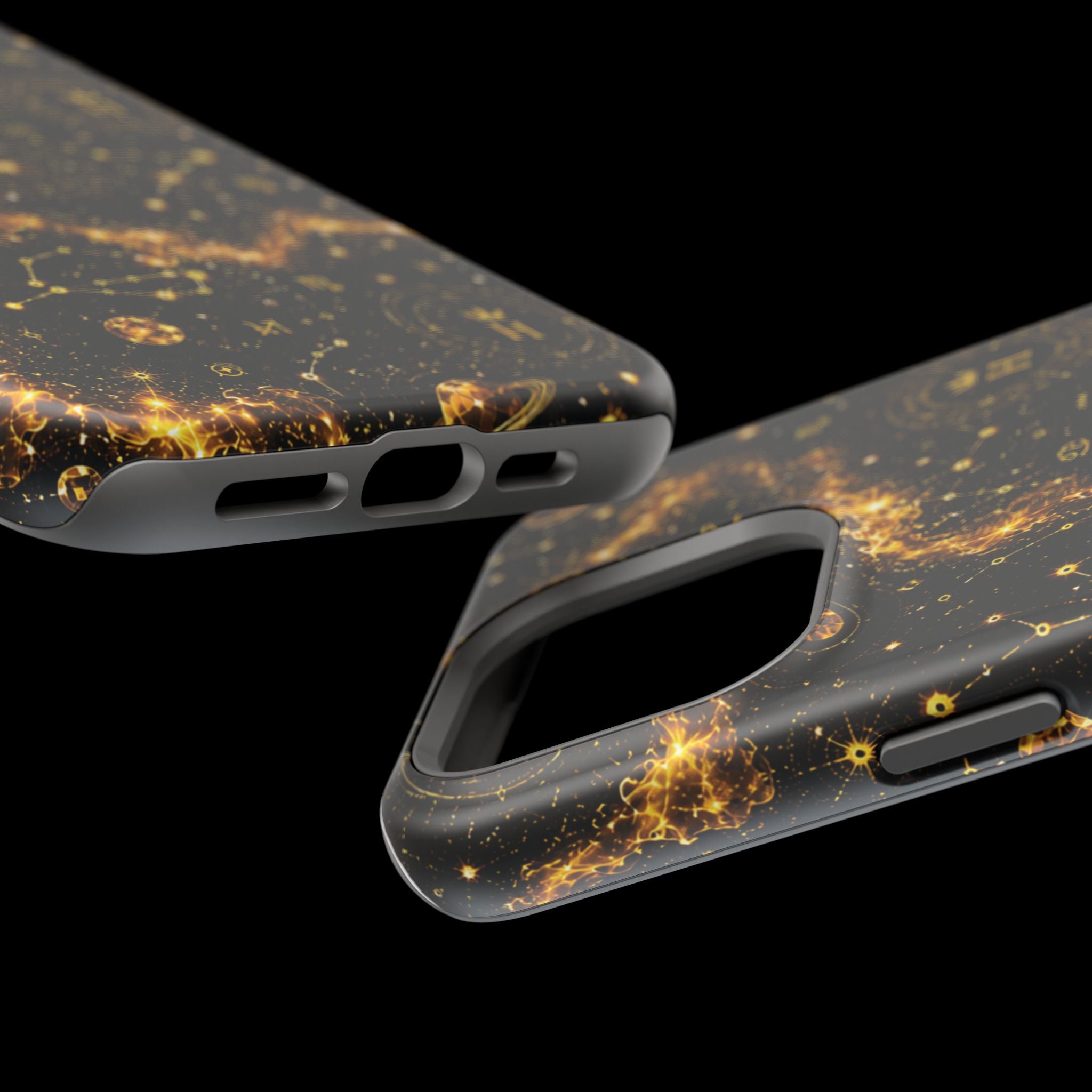 Galaxy Constellation Magnetic Phone Case — Gold Starfield Impact-Resistant