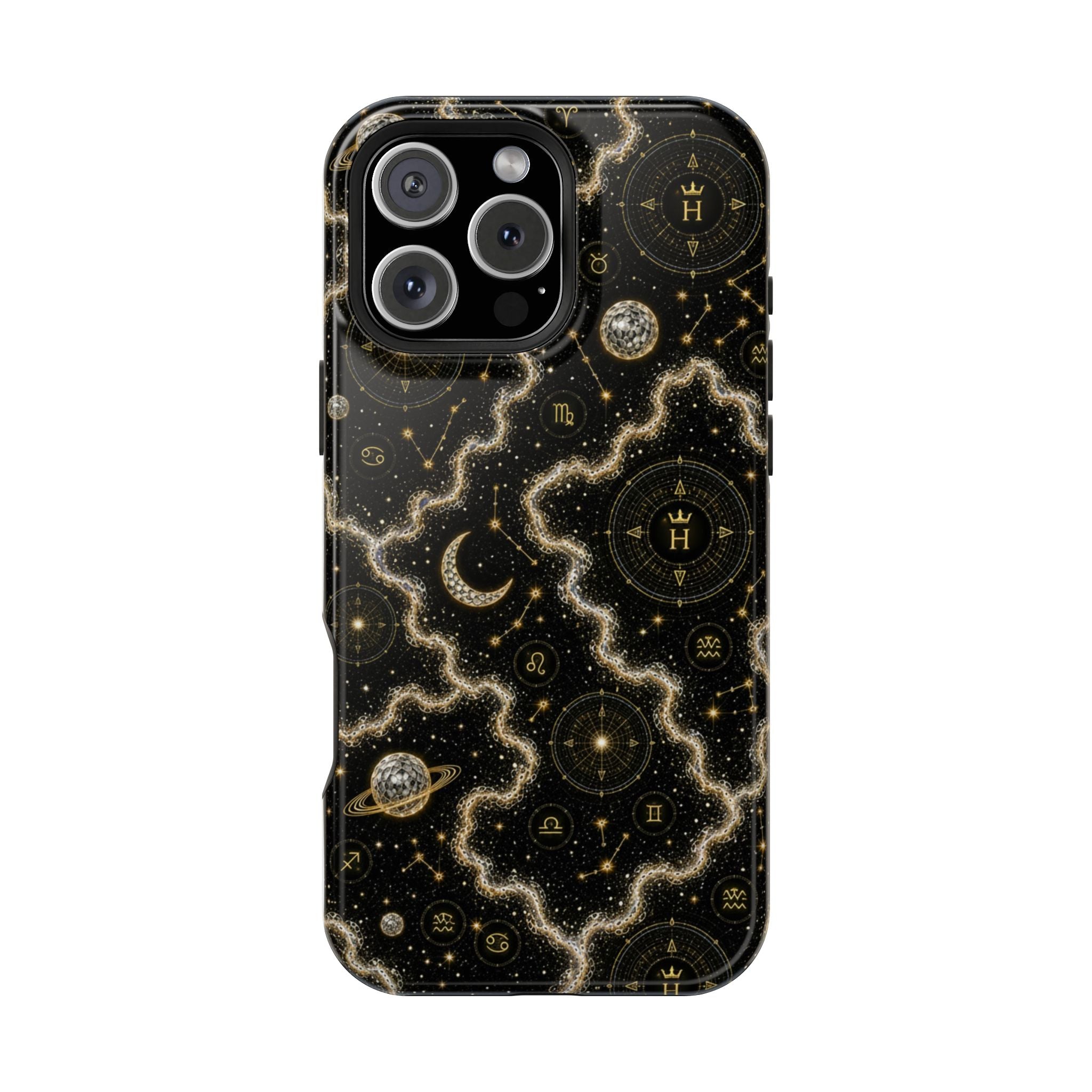 Aries Diamond Birthstone Phone Case — Black Magnetic Impact-Resistant