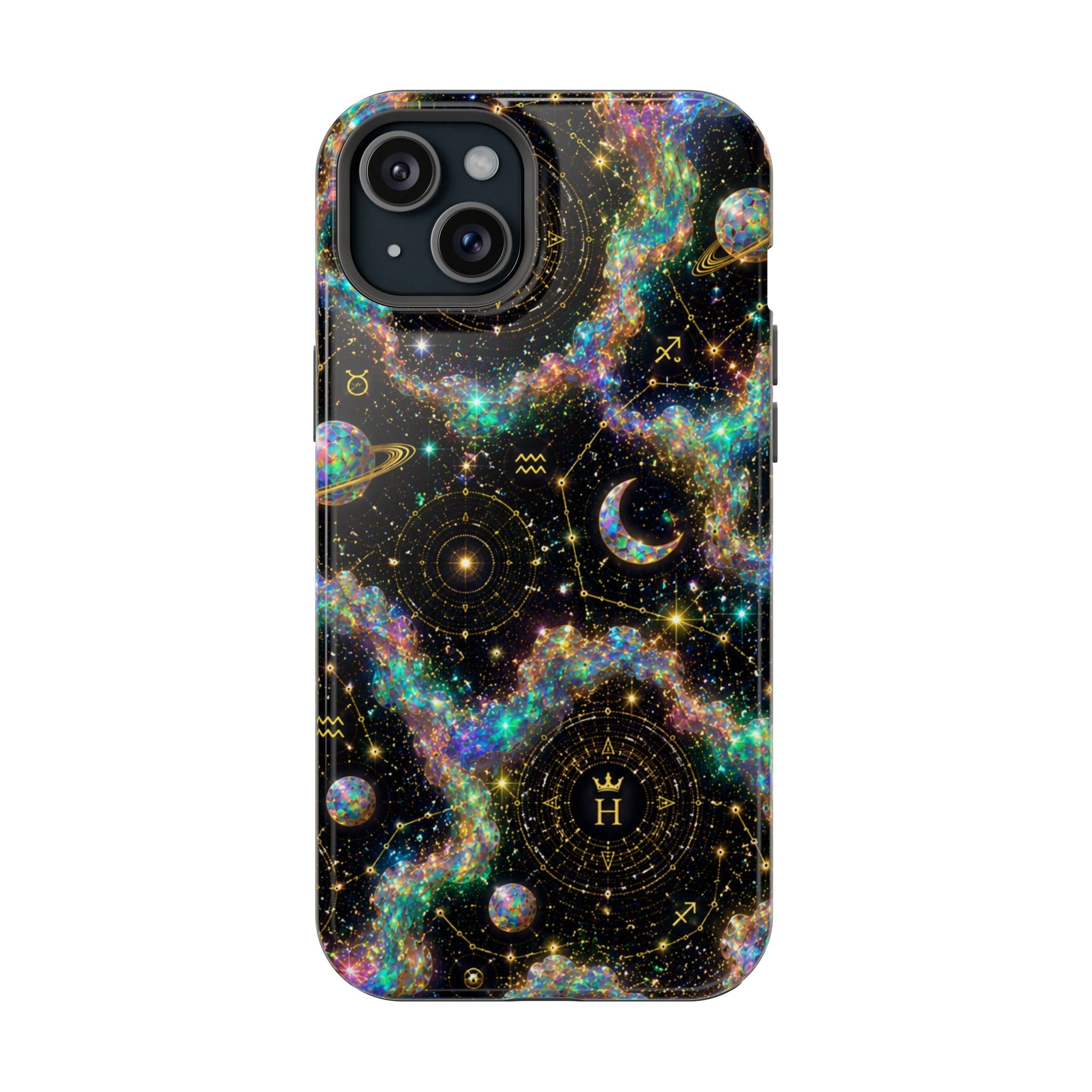 Libra Opal Birthstone Phone Case — Black Magnetic Impact-Resistant