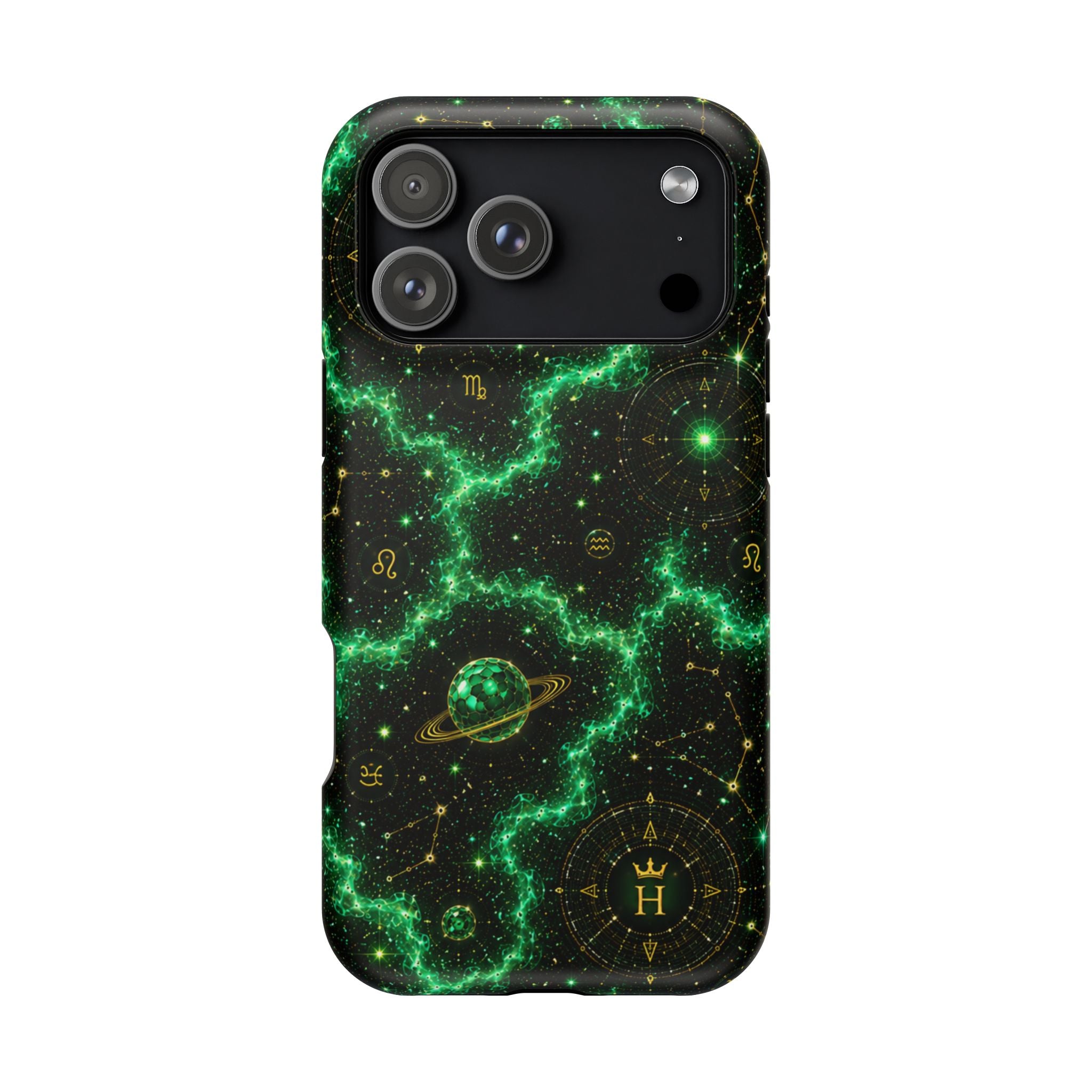 Taurus Emerald Birthstone Phone Case — Black Magnetic Impact-Resistant
