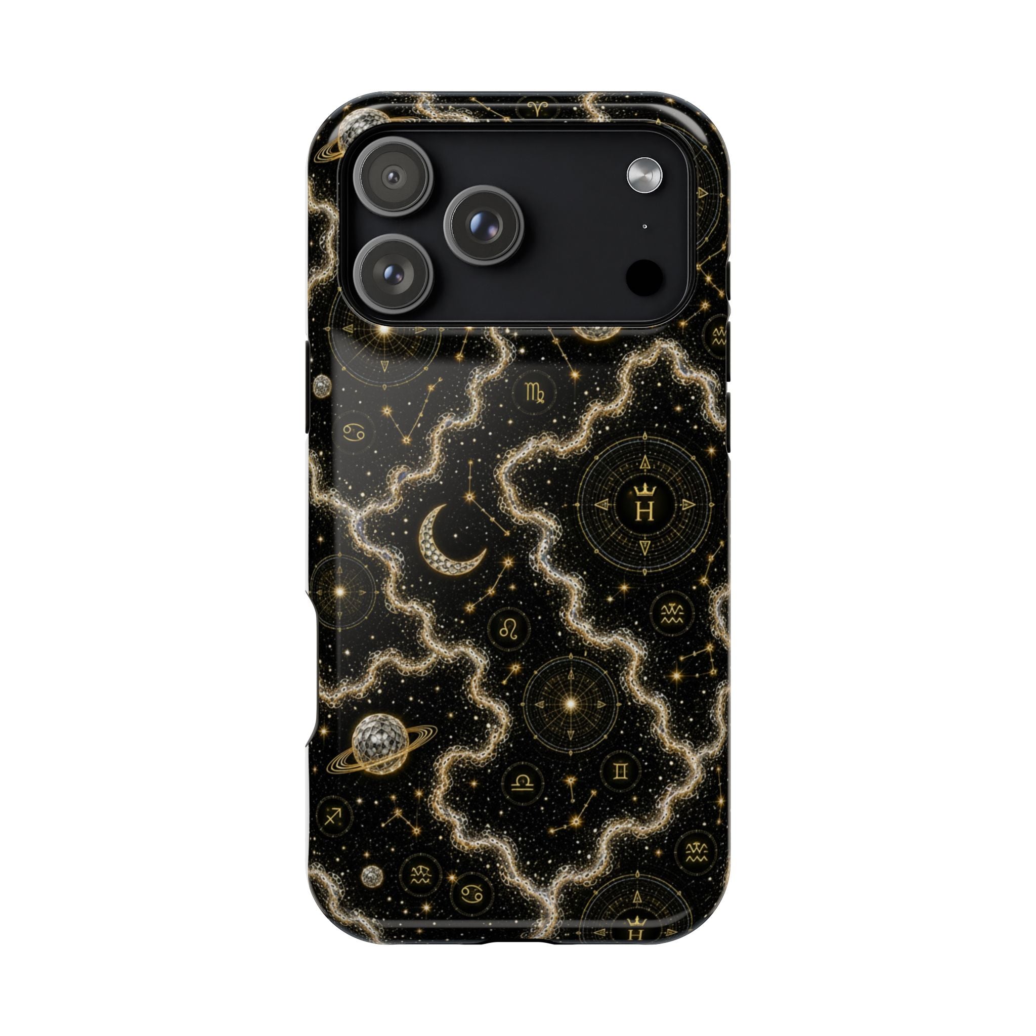 Aries Diamond Birthstone Phone Case — Black Magnetic Impact-Resistant