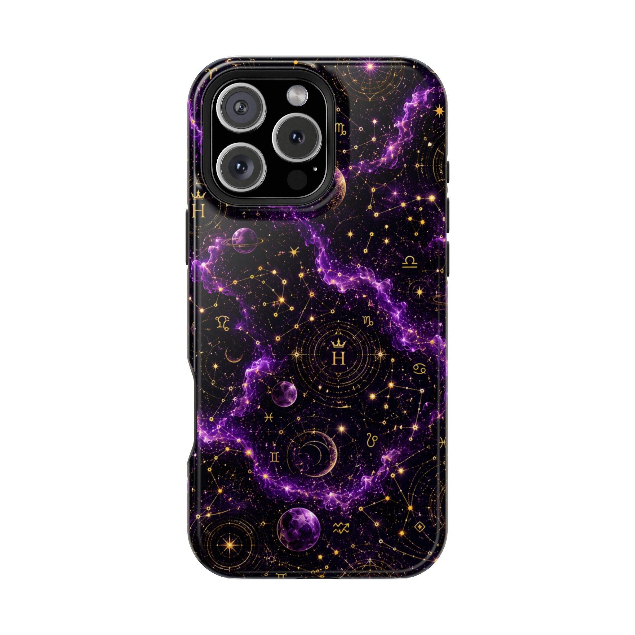 Aquarius Amethyst Birthstone Phone Case — Black Magnetic Impact-Resistant