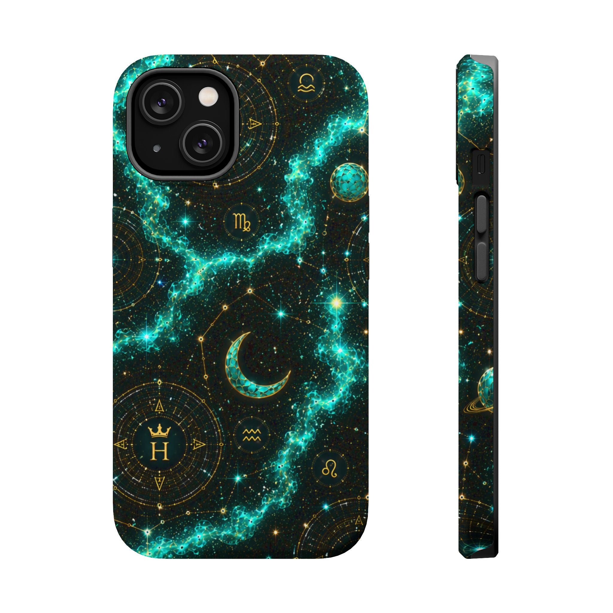 Pisces Aquamarine Birthstone Phone Case — Black Magnetic Impact-Resistant