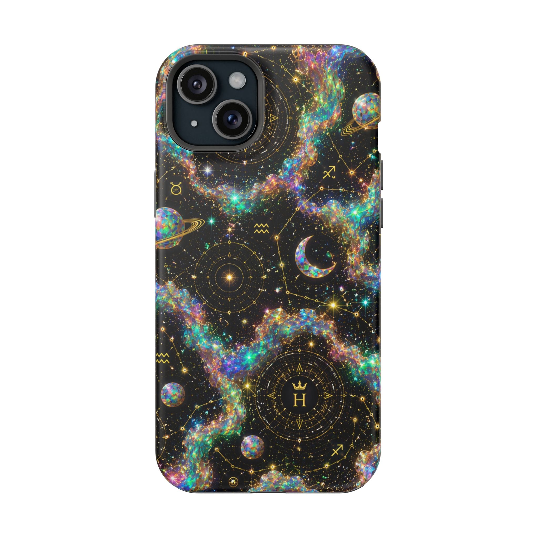 Libra Opal Birthstone Phone Case — Black Magnetic Impact-Resistant