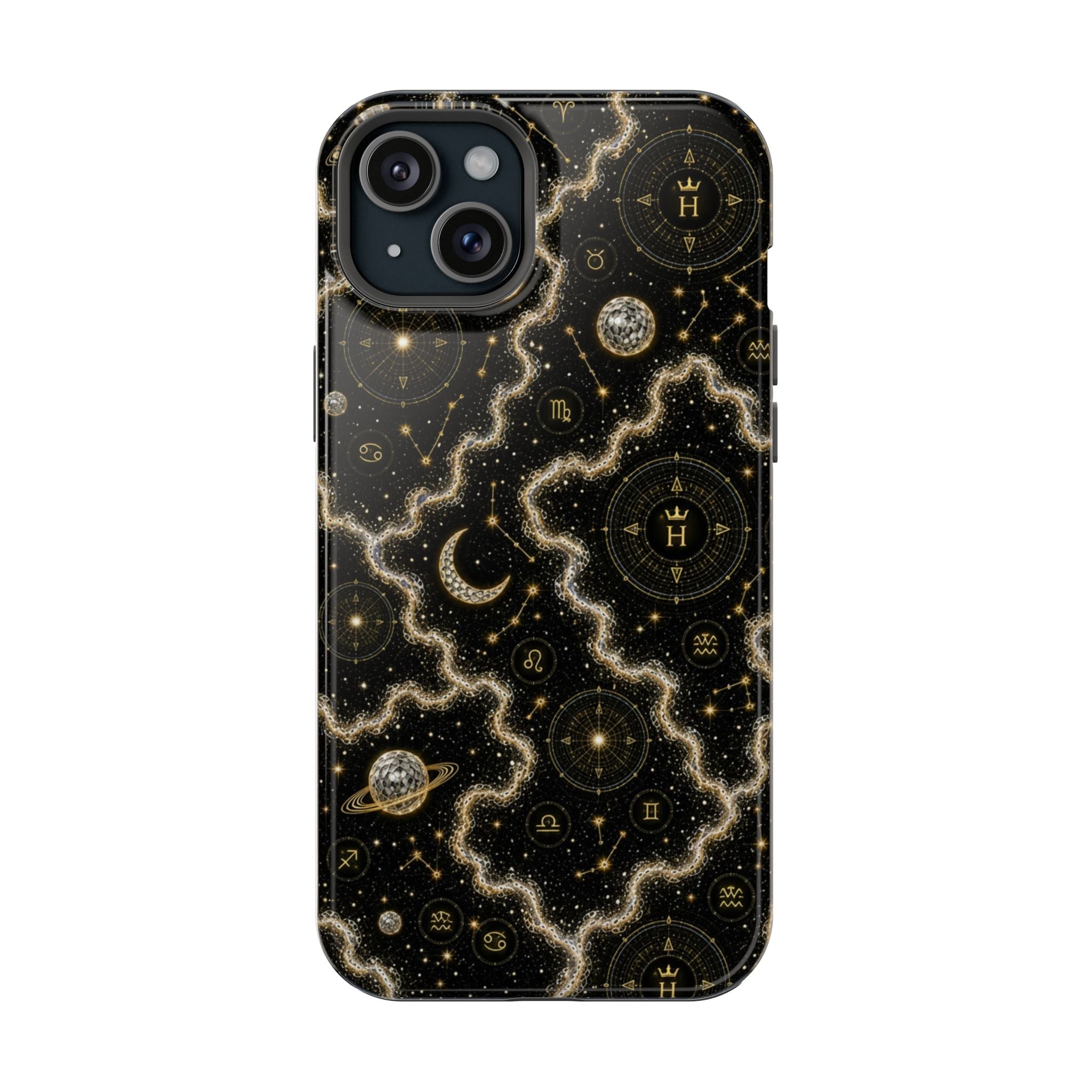 Aries Diamond Birthstone Phone Case — Black Magnetic Impact-Resistant