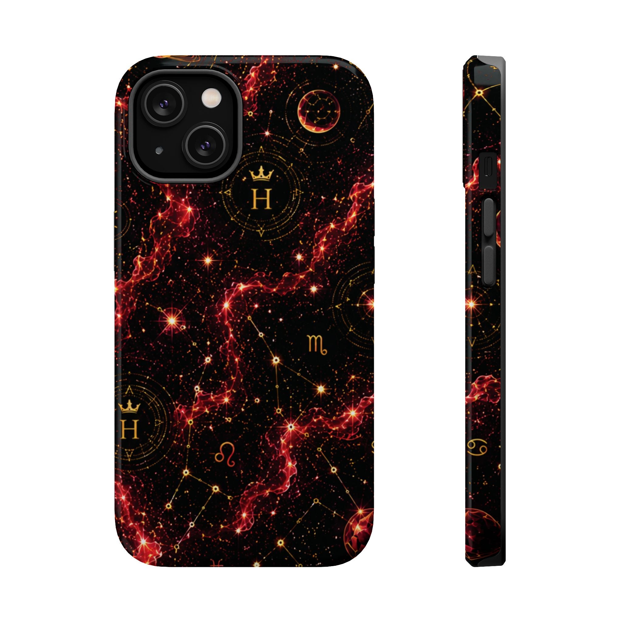 Capricorn Garnet Birthstone Phone Case — Black Magnetic Impact-Resistant