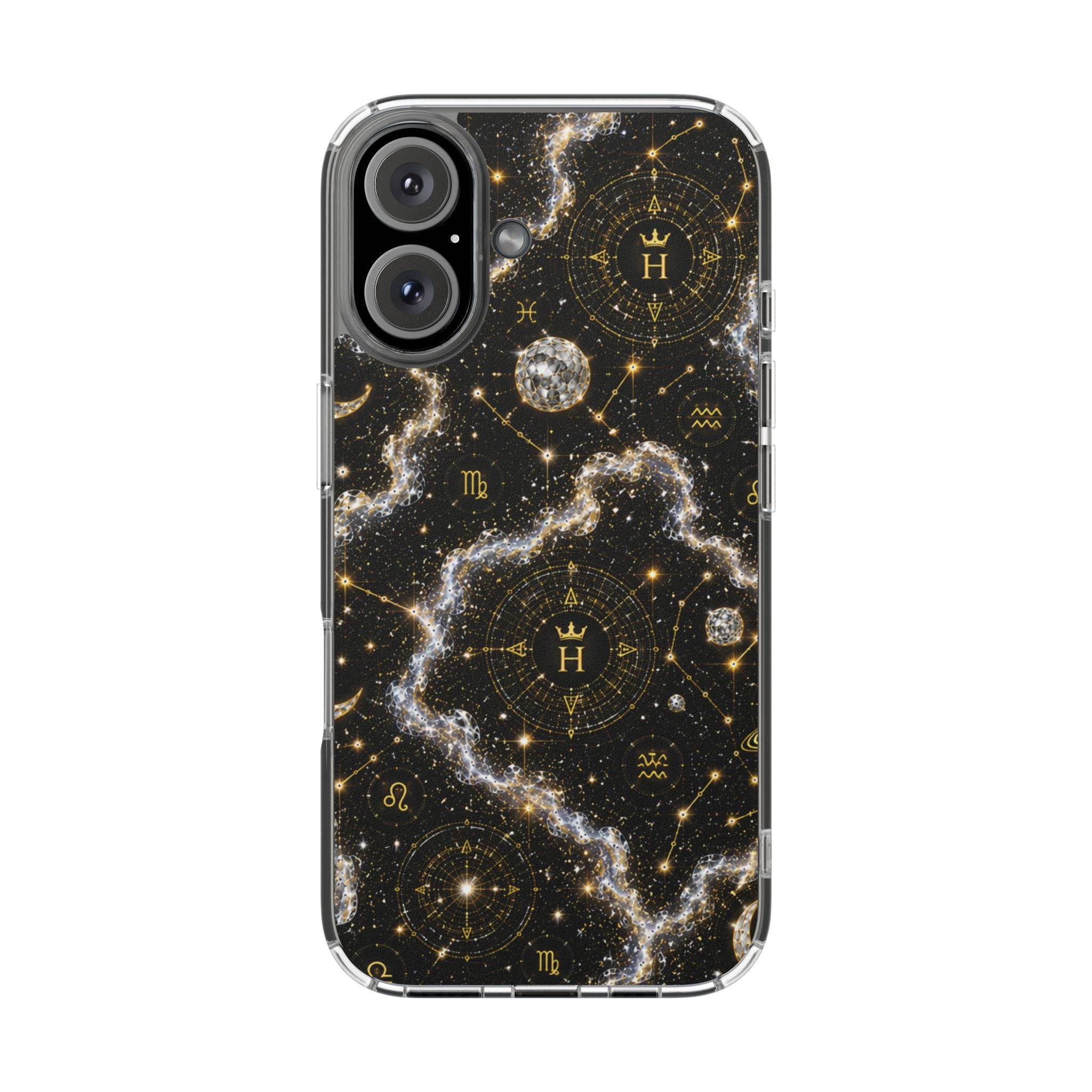 Zodiac Constellation Clear Magnetic Phone Case — Gold Celestial Galaxy Design