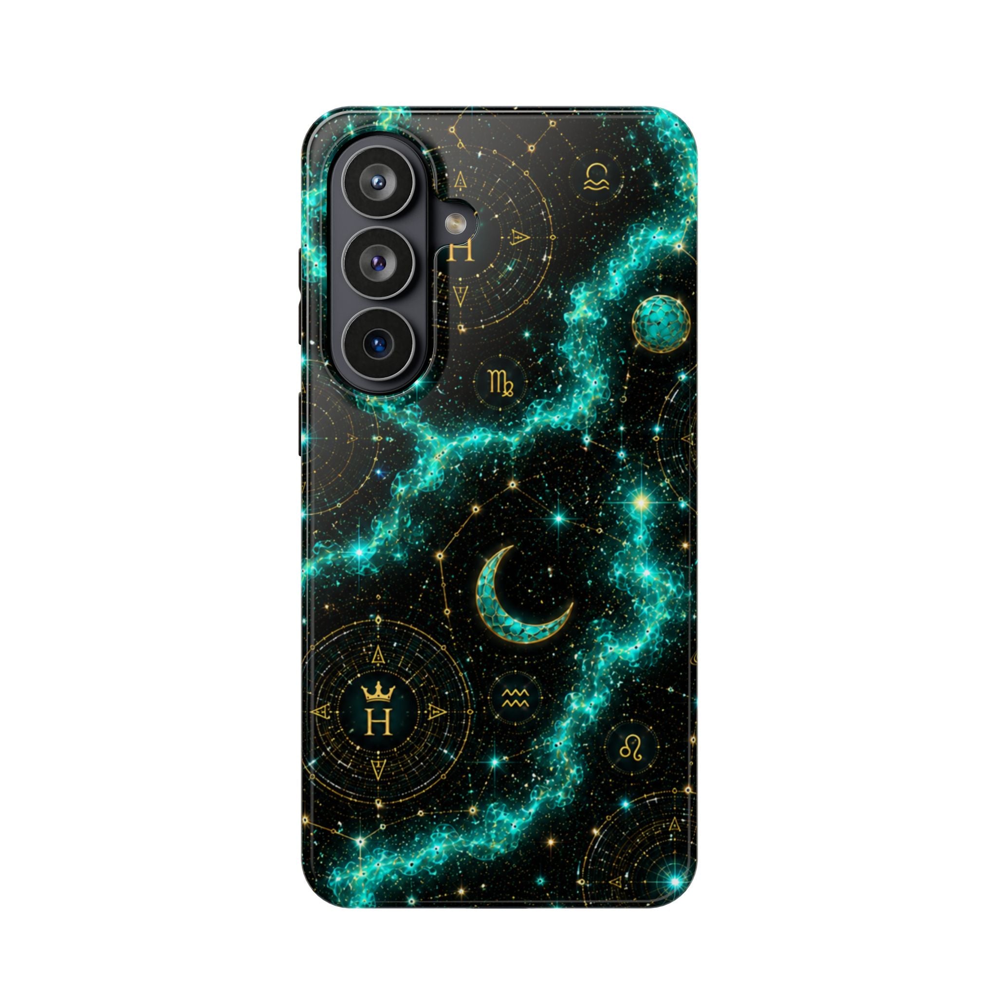 Pisces Aquamarine Birthstone Phone Case — Black Magnetic Impact-Resistant