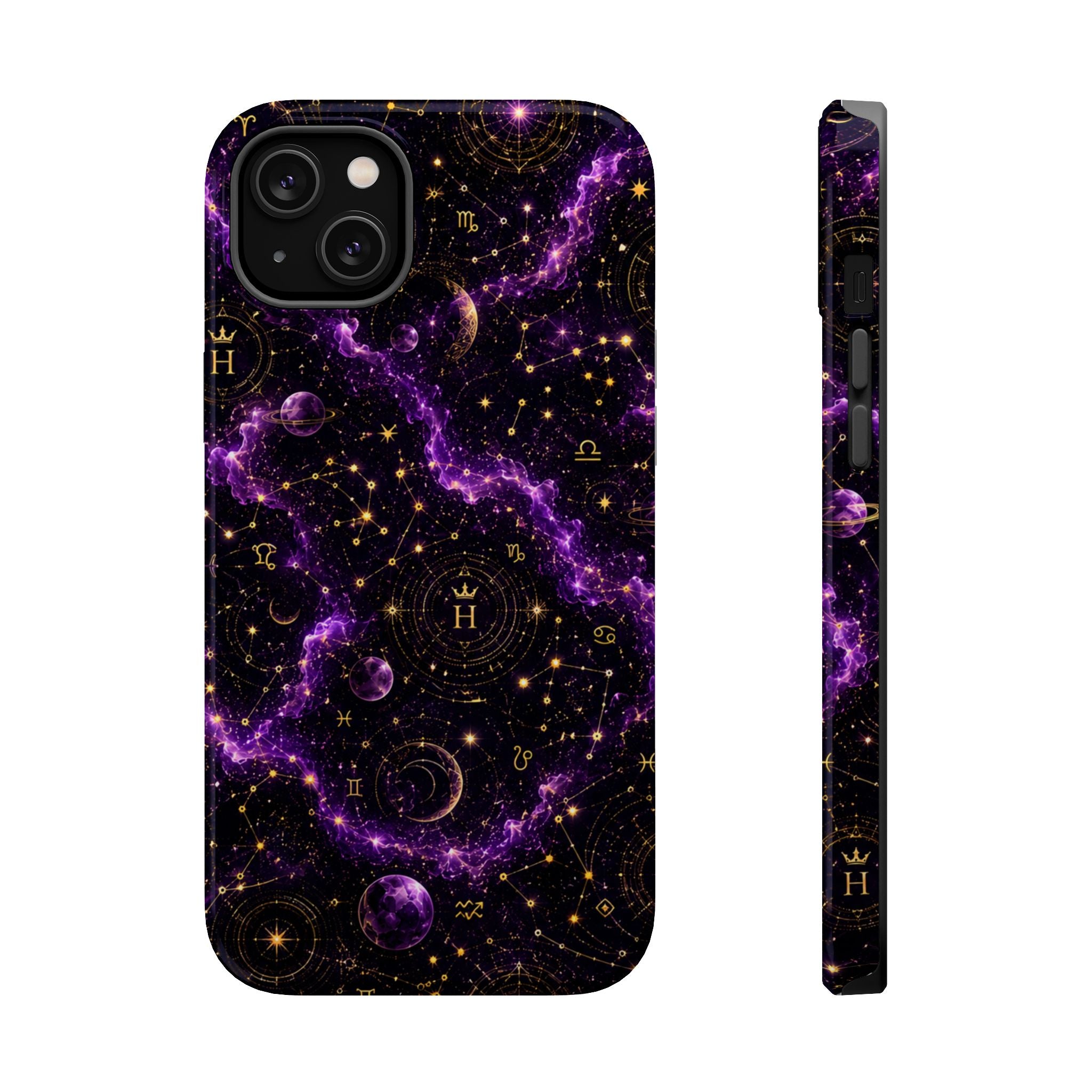 Aquarius Amethyst Birthstone Phone Case — Black Magnetic Impact-Resistant