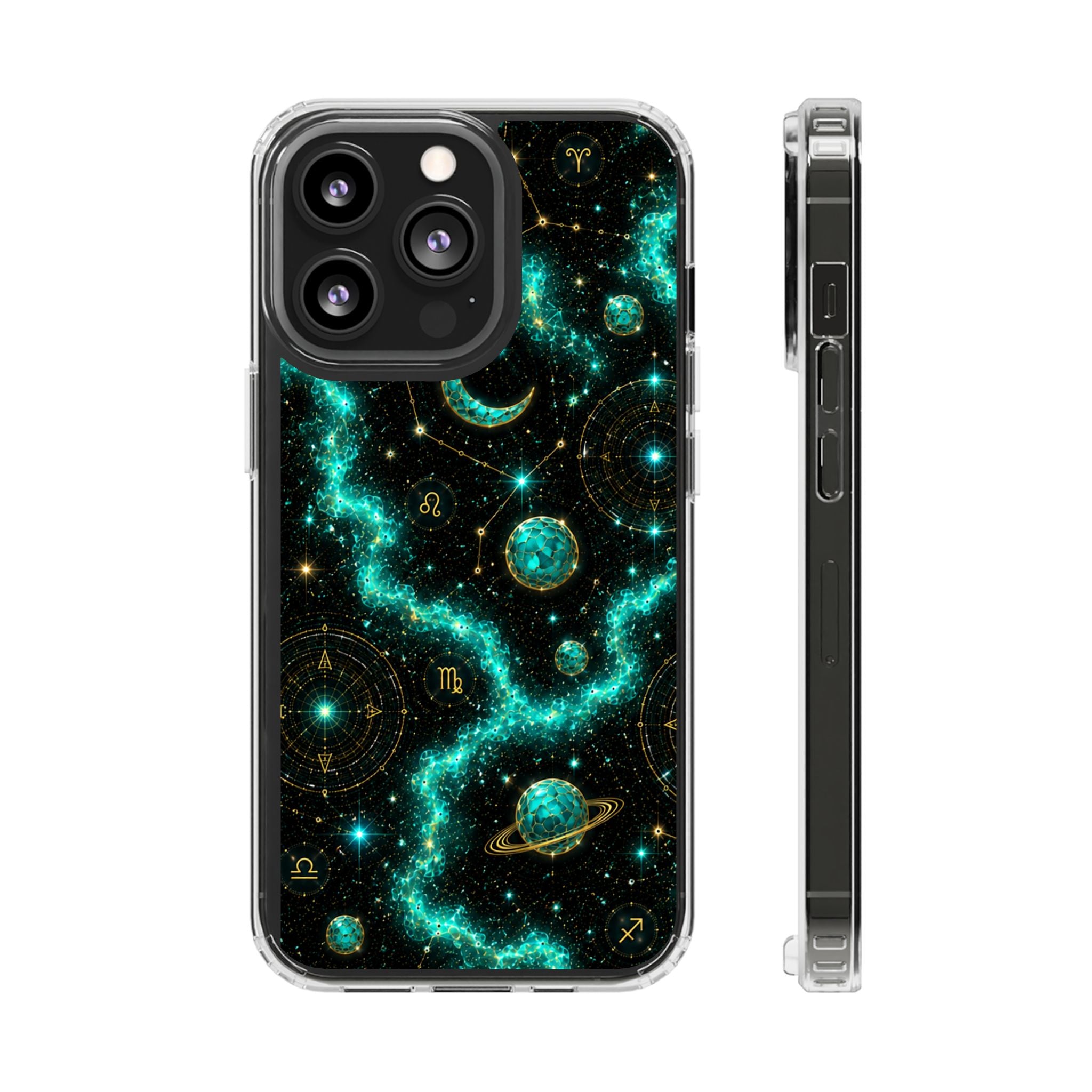 Pisces Aquamarine Birthstone Phone Case — Clear Magnetic Impact-Resistant