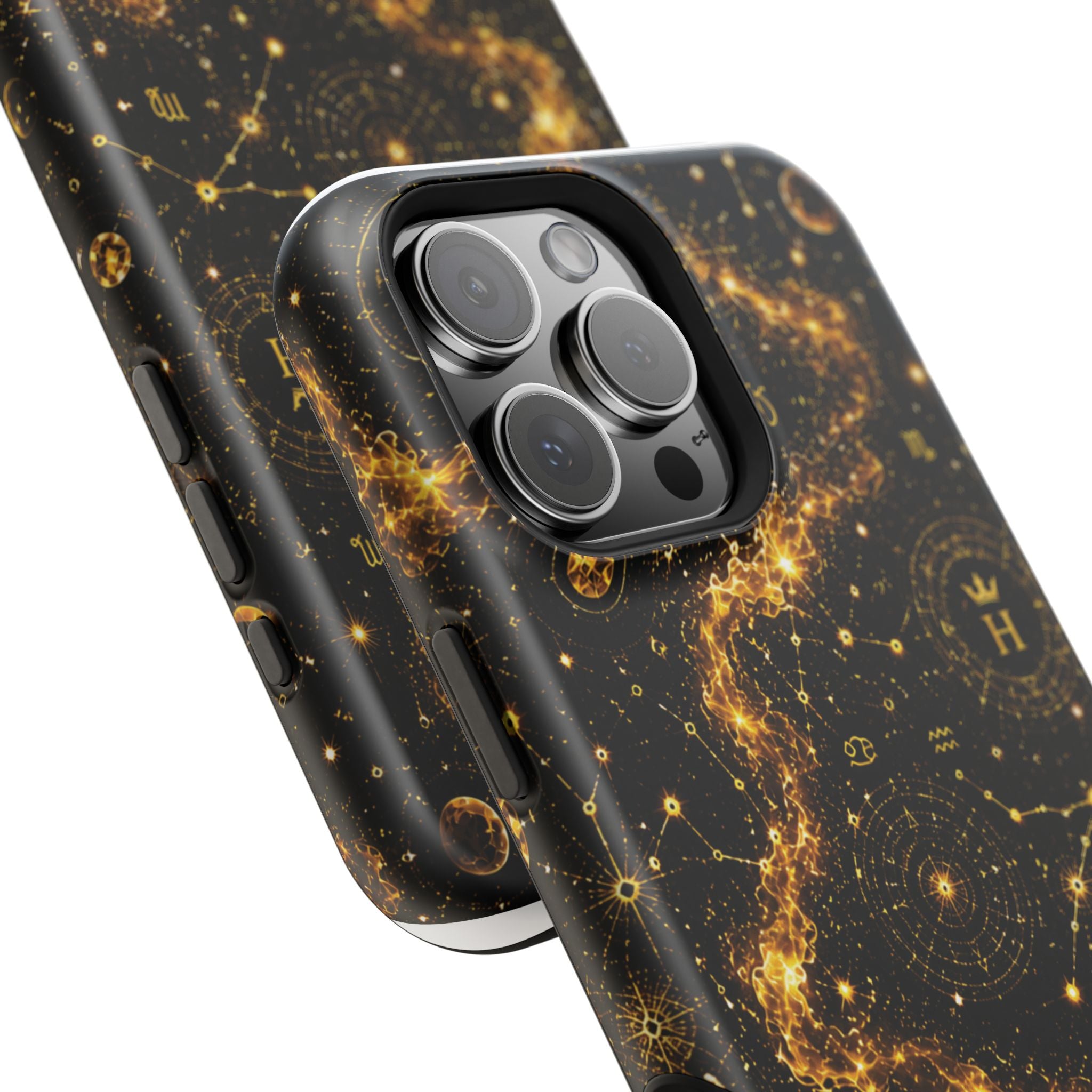 Galaxy Constellation Magnetic Phone Case — Gold Starfield Impact-Resistant