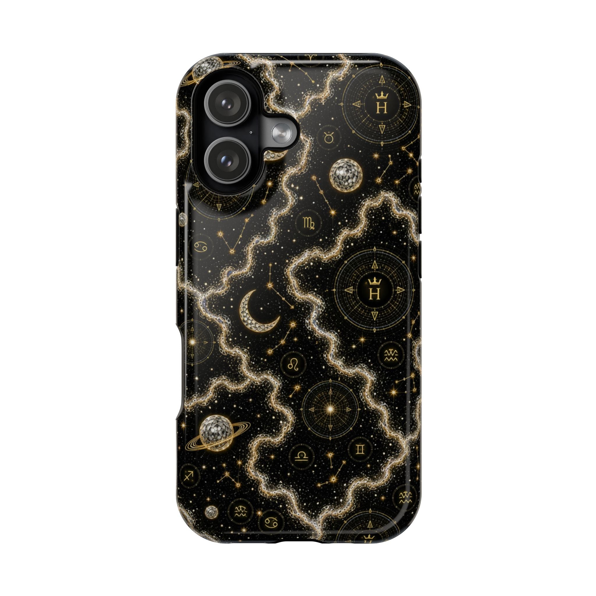 Aries Diamond Birthstone Phone Case — Black Magnetic Impact-Resistant