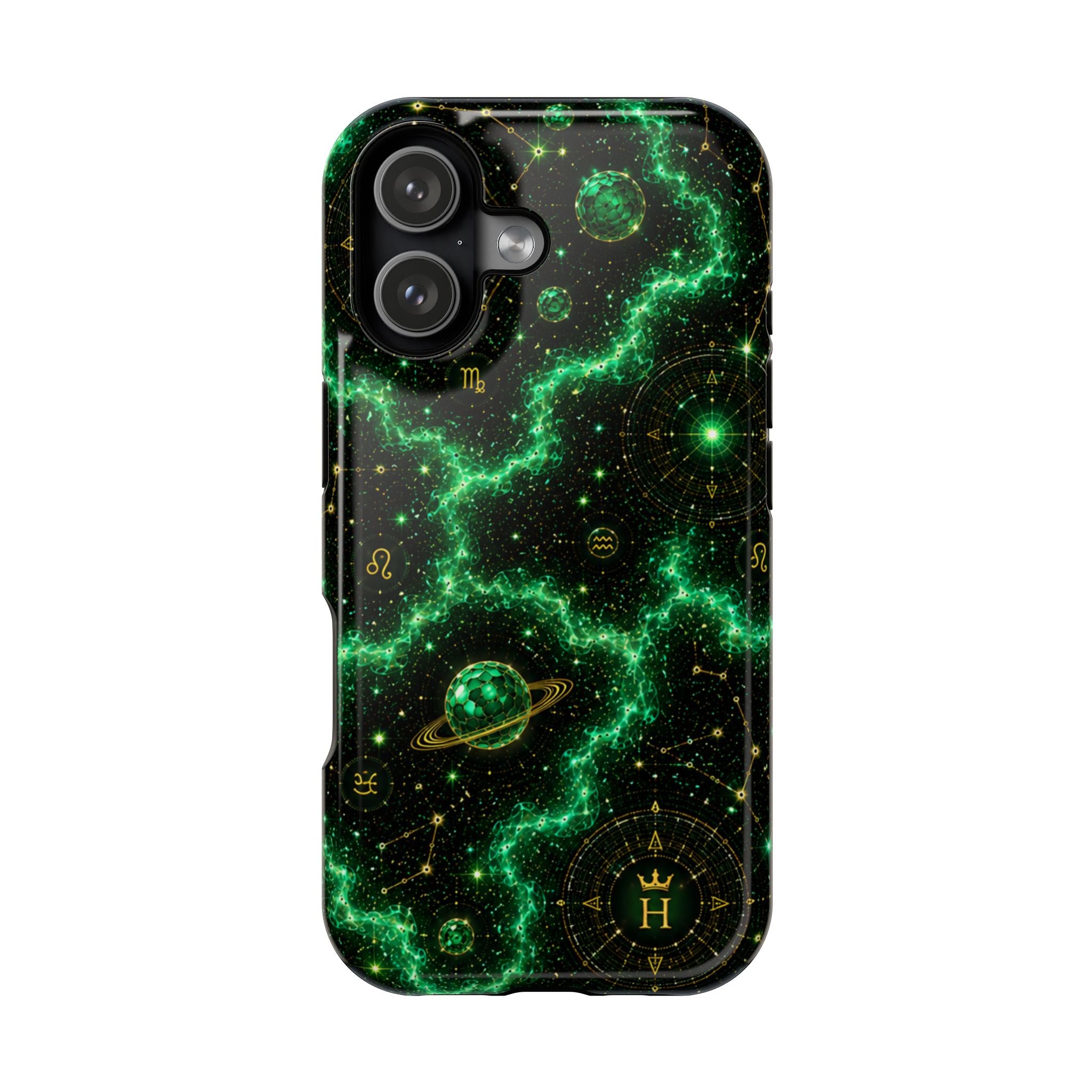 Taurus Emerald Birthstone Phone Case — Black Magnetic Impact-Resistant