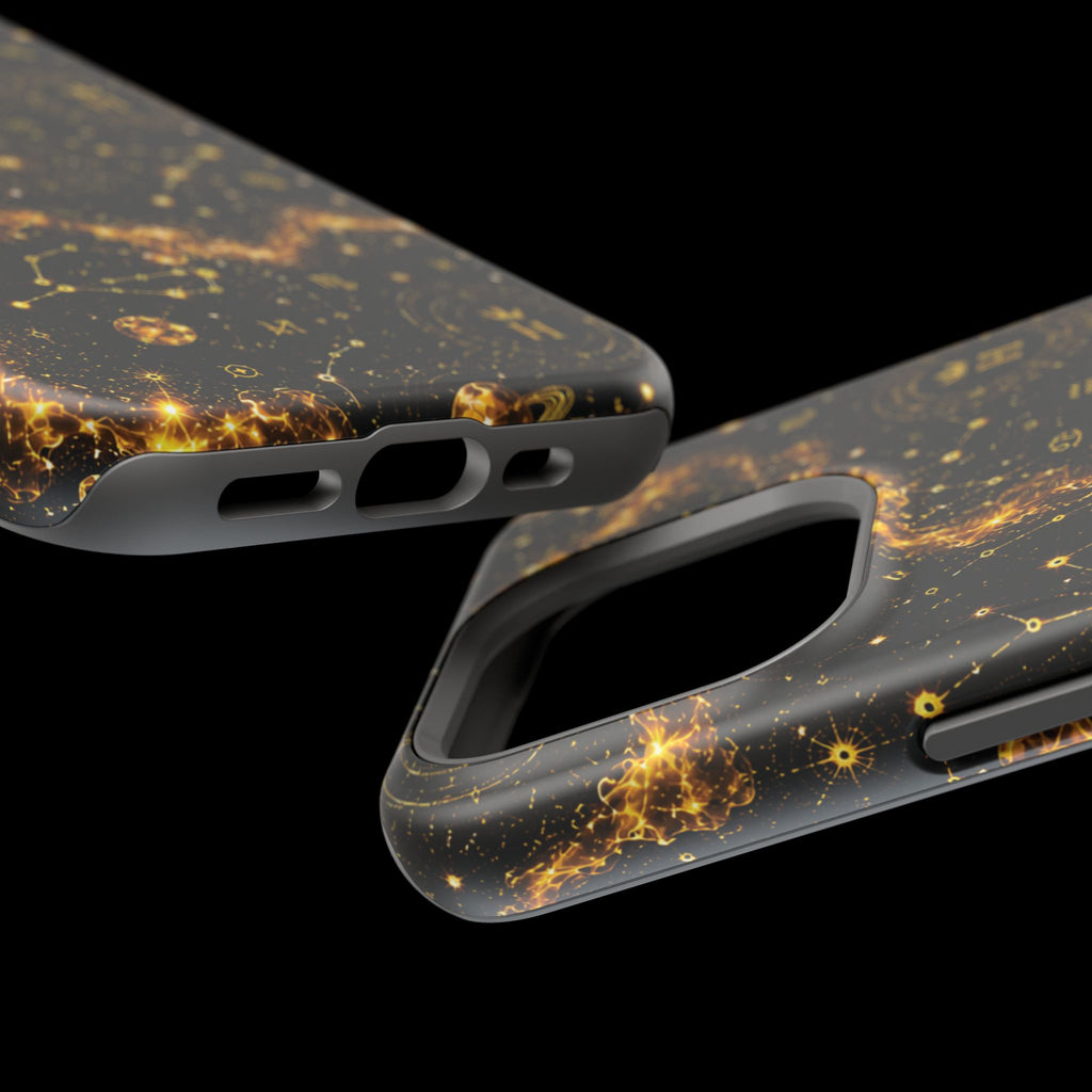Galaxy Constellation Magnetic Phone Case — Gold Starfield Impact-Resistant