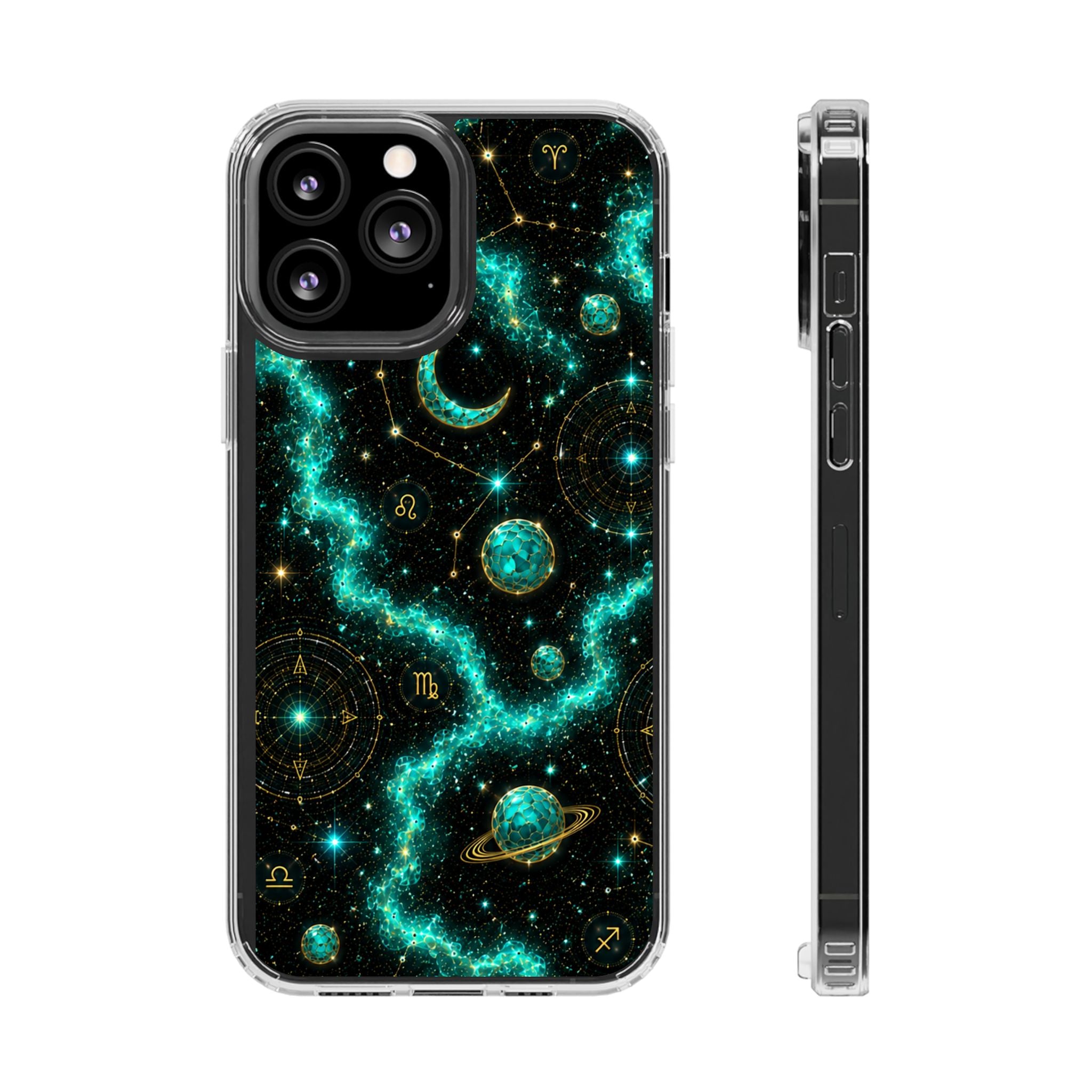 Pisces Aquamarine Birthstone Phone Case — Clear Magnetic Impact-Resistant