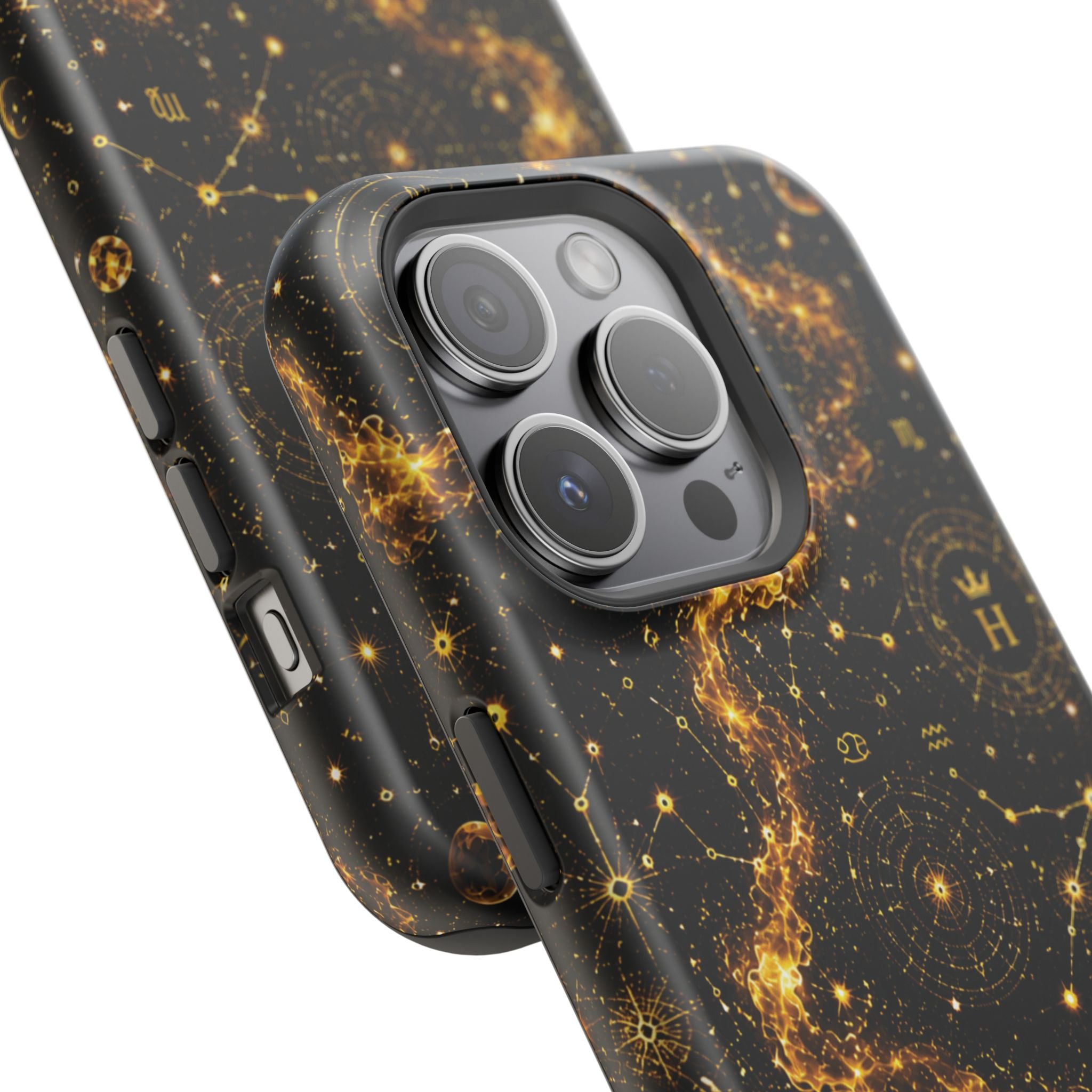 Galaxy Constellation Magnetic Phone Case — Gold Starfield Impact-Resistant