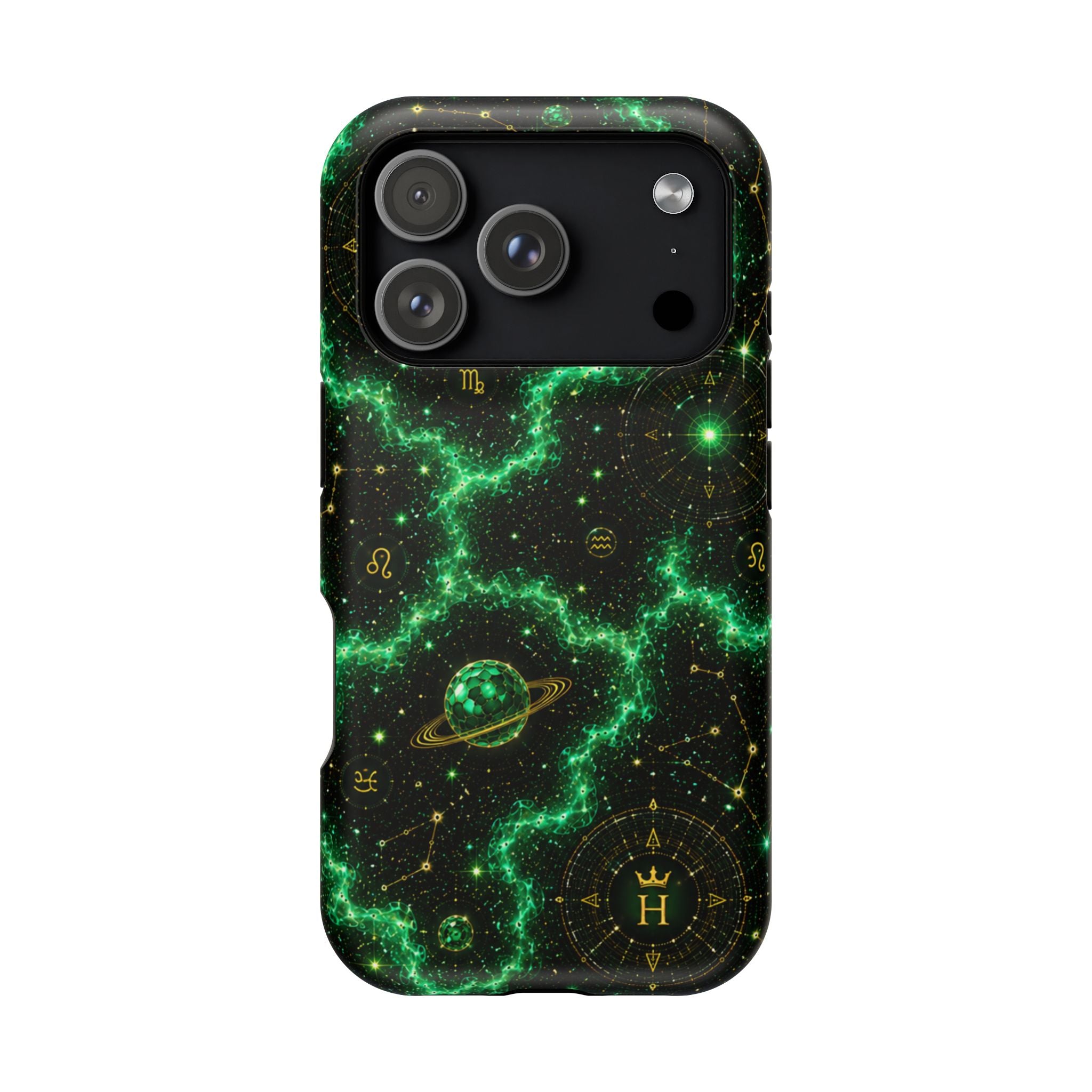 Taurus Emerald Birthstone Phone Case — Black Magnetic Impact-Resistant