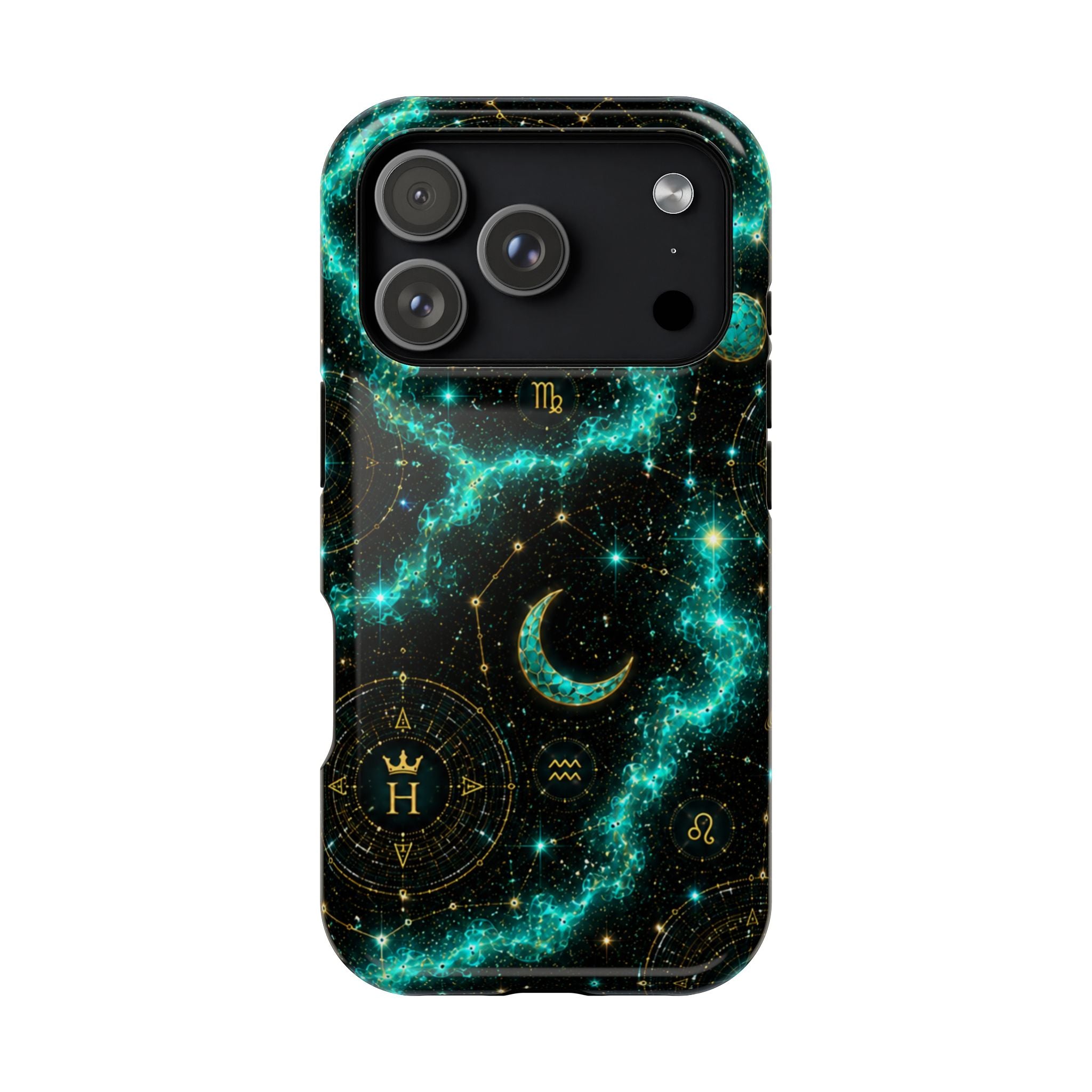 Pisces Aquamarine Birthstone Phone Case — Black Magnetic Impact-Resistant