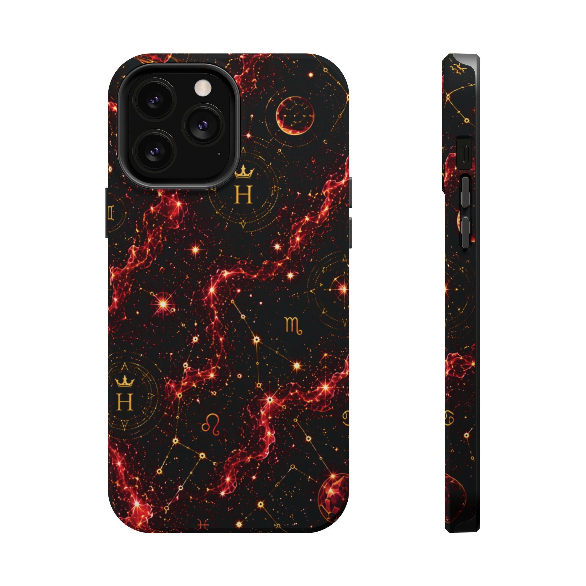 Capricorn Garnet Birthstone Phone Case — Black Magnetic Impact-Resistant