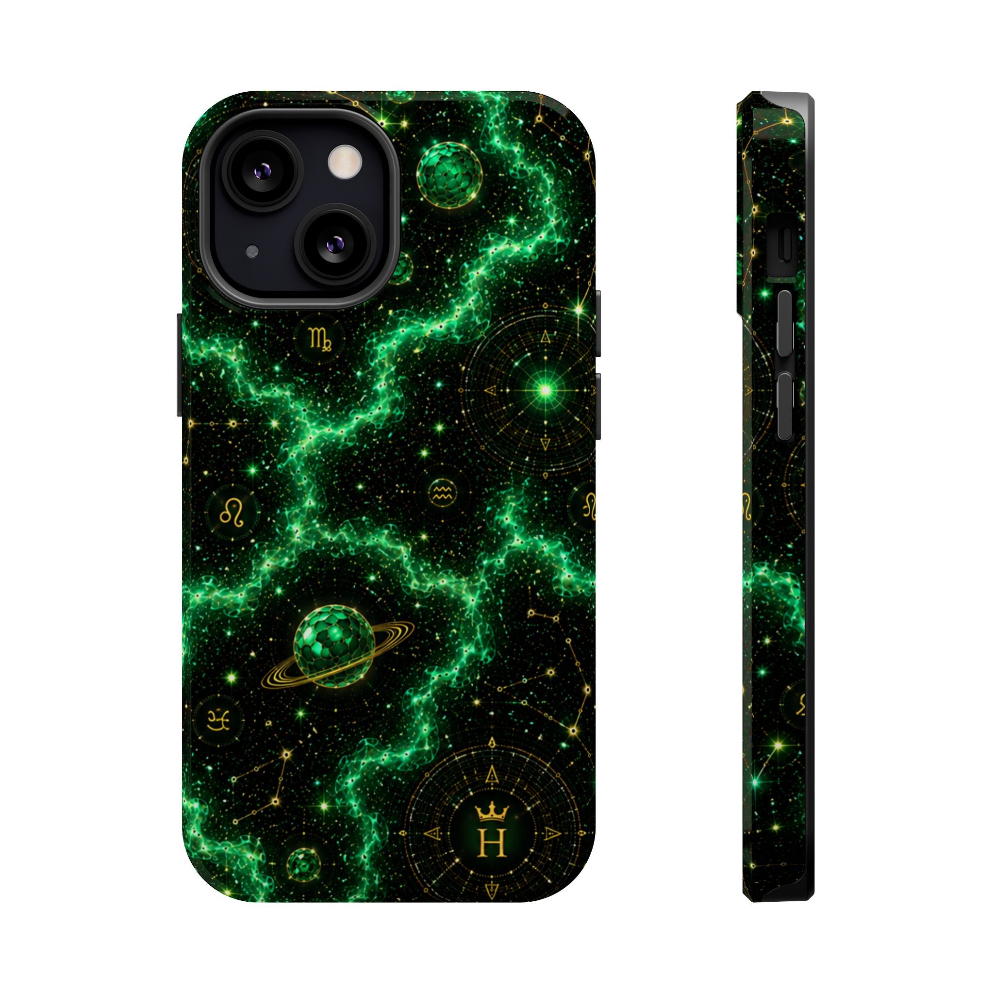 Taurus Emerald Birthstone Phone Case — Black Magnetic Impact-Resistant