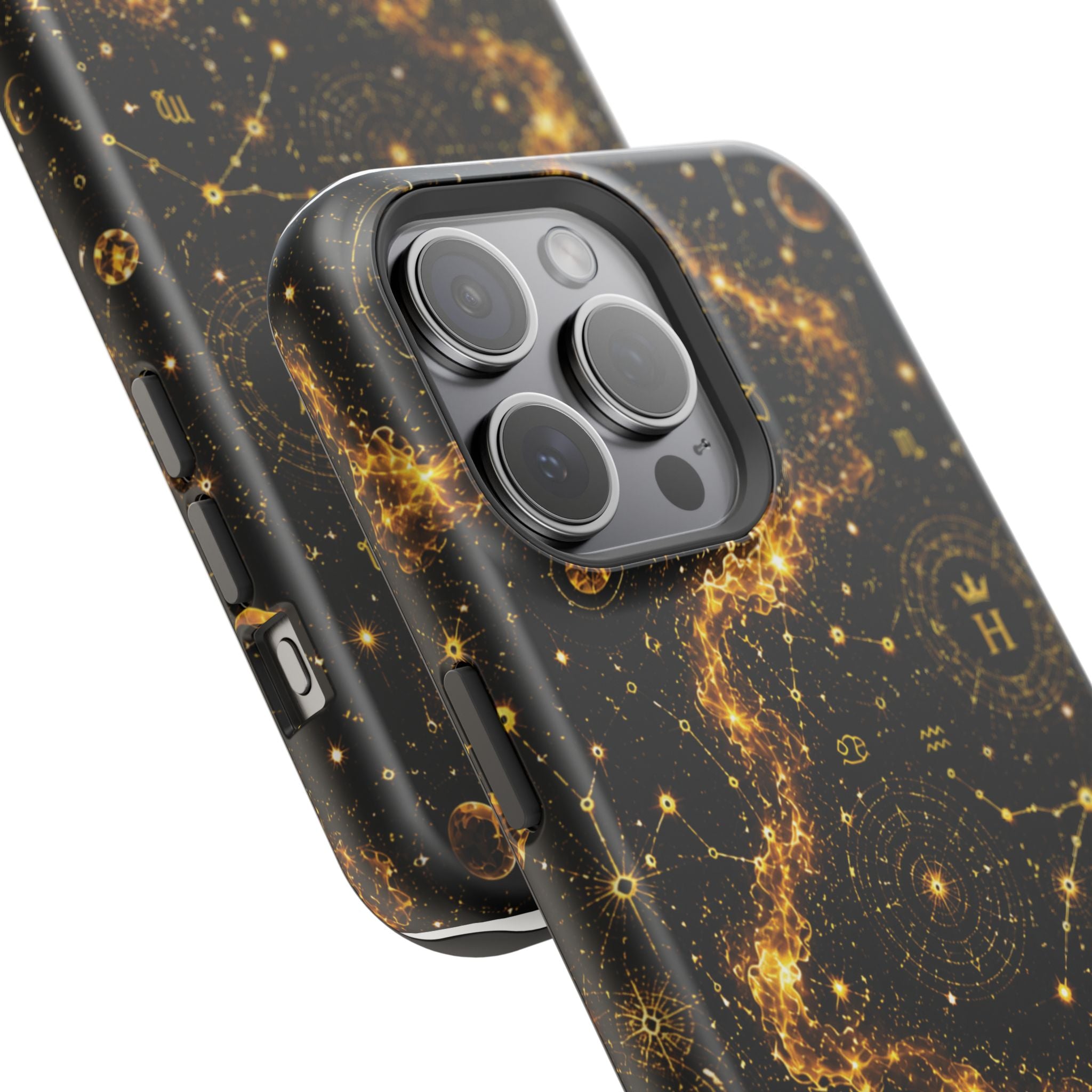 Galaxy Constellation Magnetic Phone Case — Gold Starfield Impact-Resistant