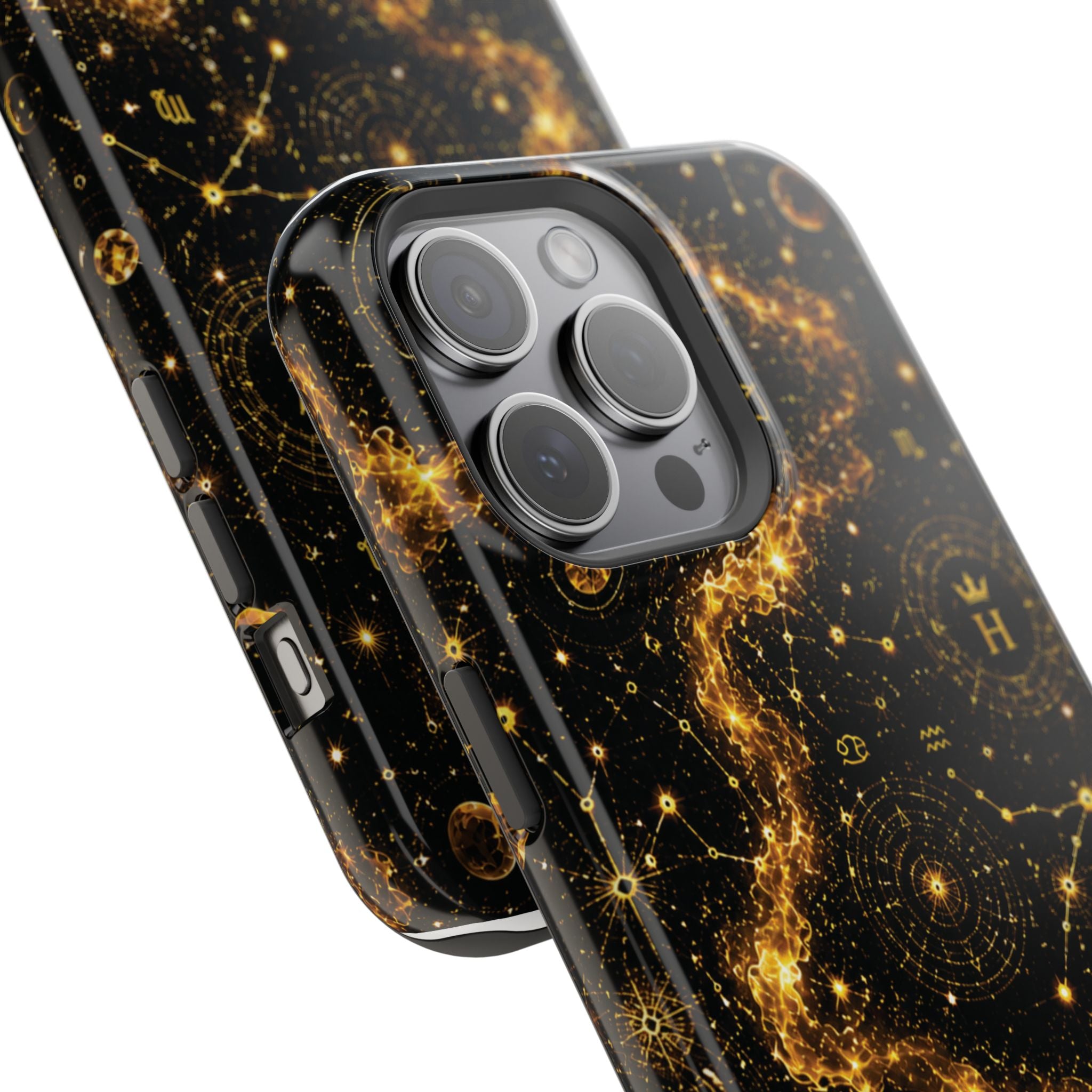 Galaxy Constellation Magnetic Phone Case — Gold Starfield Impact-Resistant