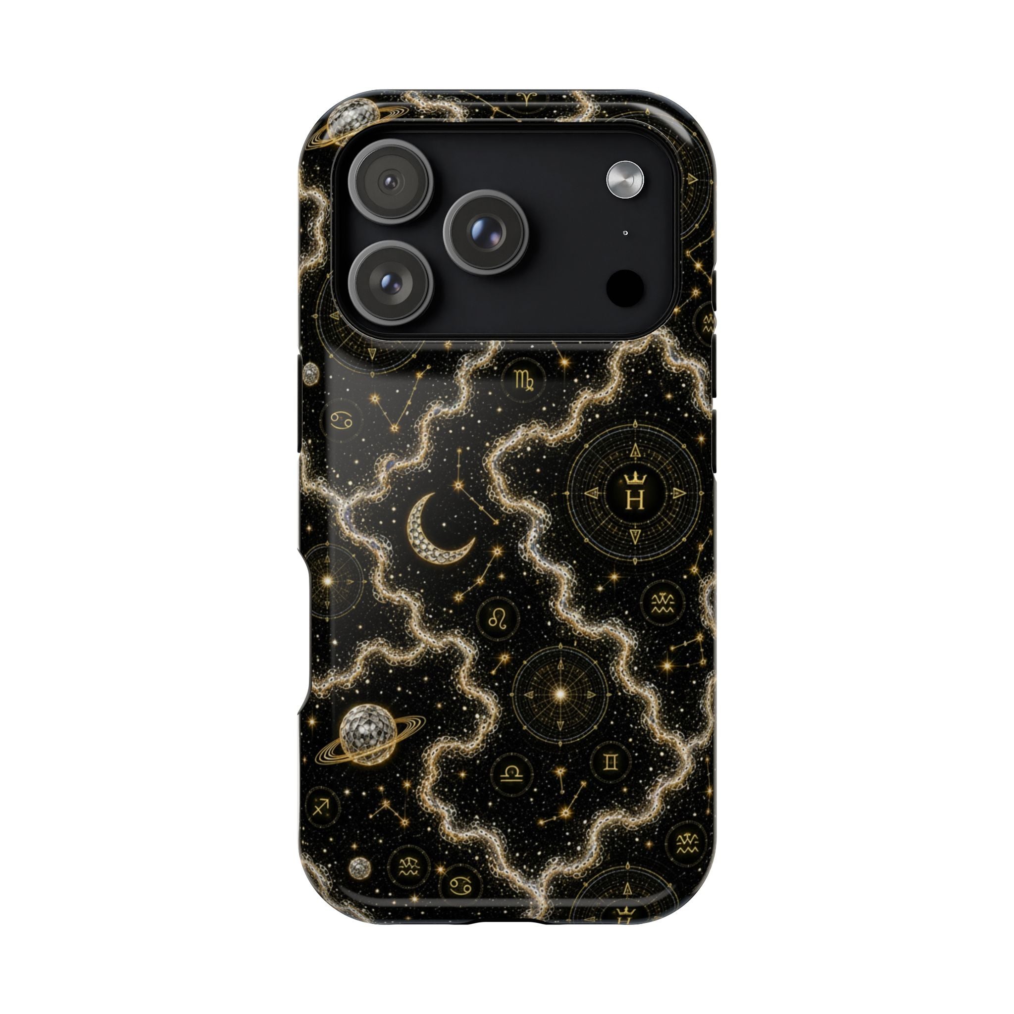 Aries Diamond Birthstone Phone Case — Black Magnetic Impact-Resistant