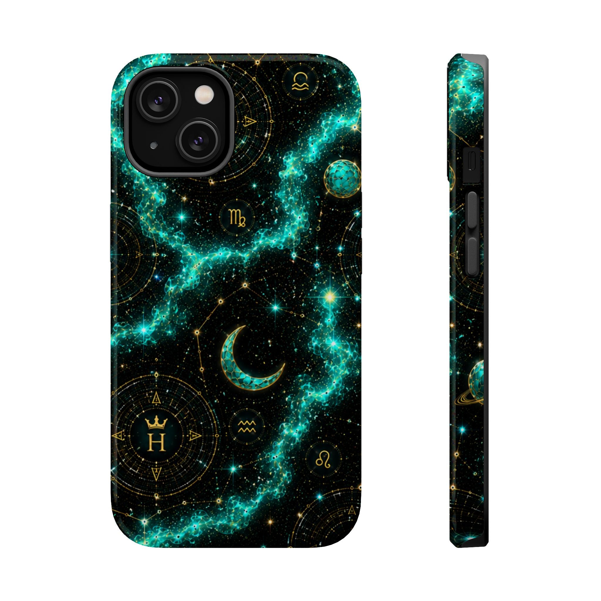 Pisces Aquamarine Birthstone Phone Case — Black Magnetic Impact-Resistant