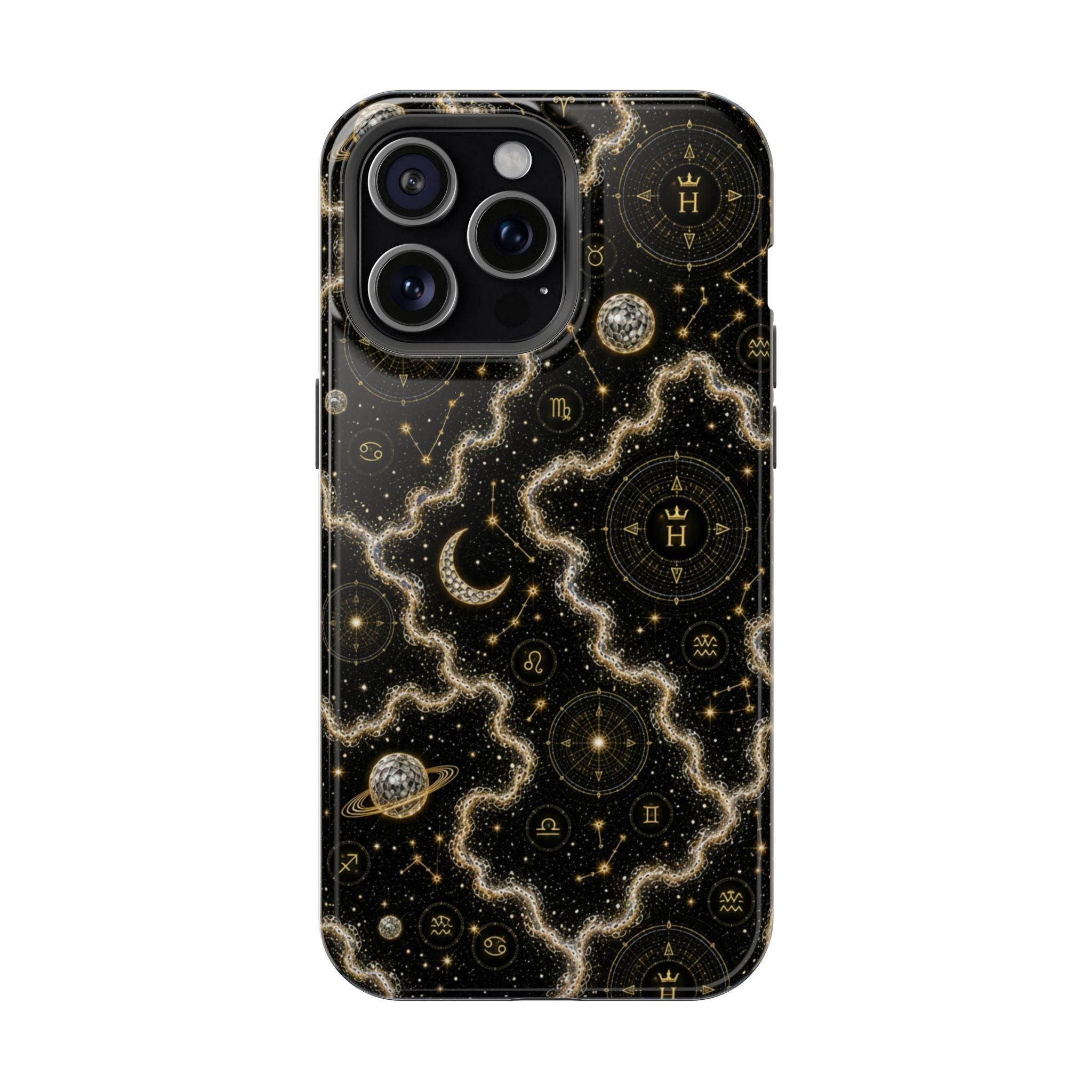 Aries Diamond Birthstone Phone Case — Black Magnetic Impact-Resistant