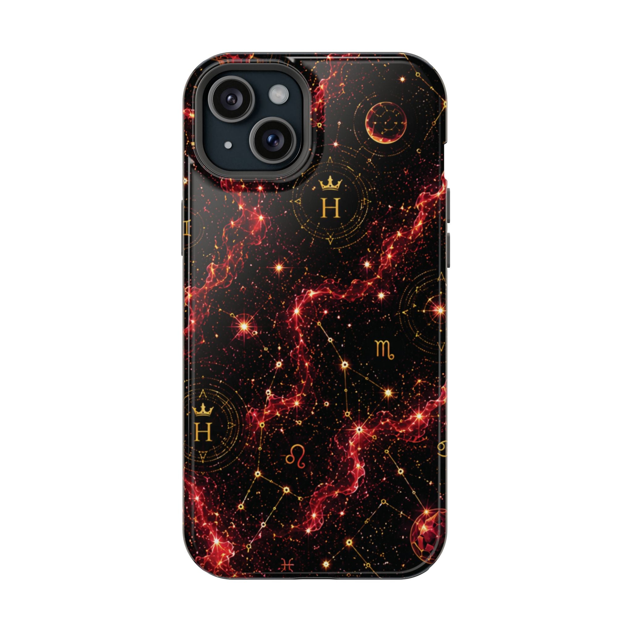 Capricorn Garnet Birthstone Phone Case — Black Magnetic Impact-Resistant