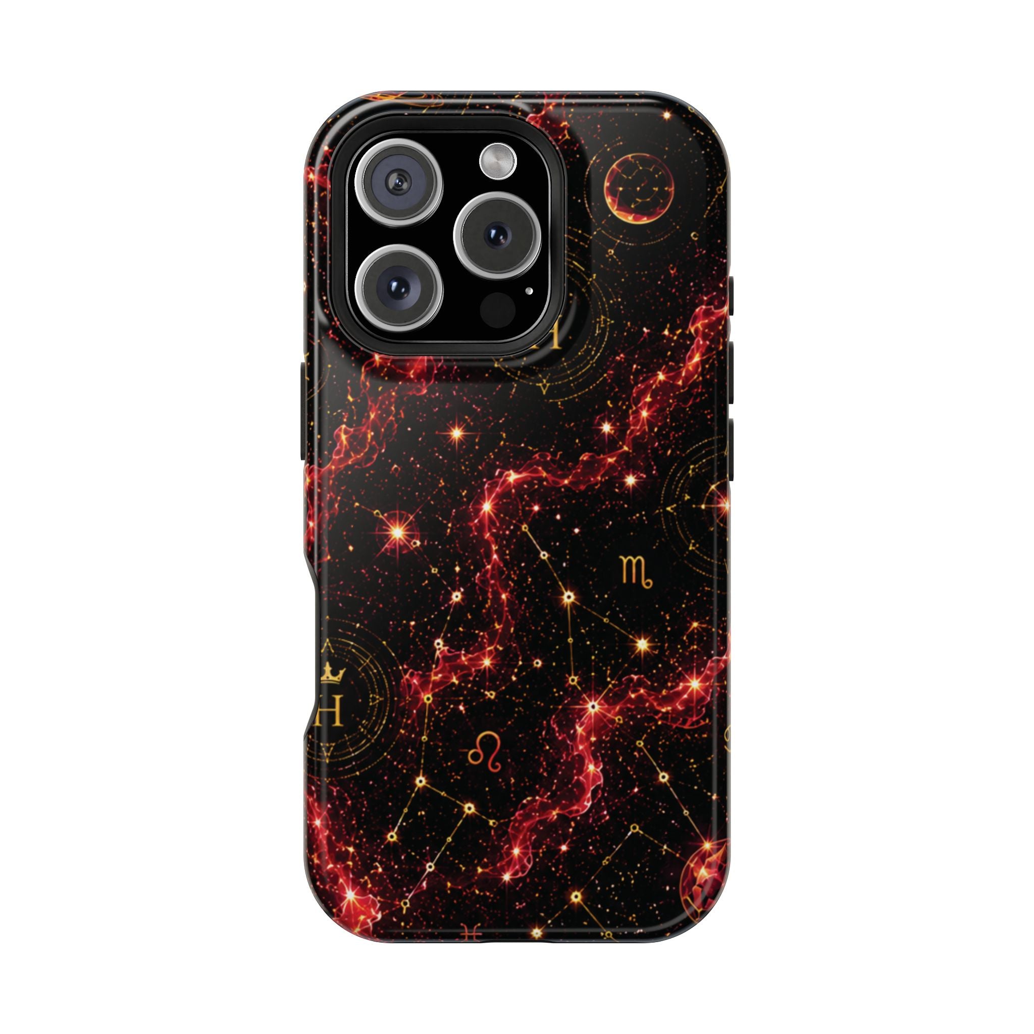 Capricorn Garnet Birthstone Phone Case — Black Magnetic Impact-Resistant