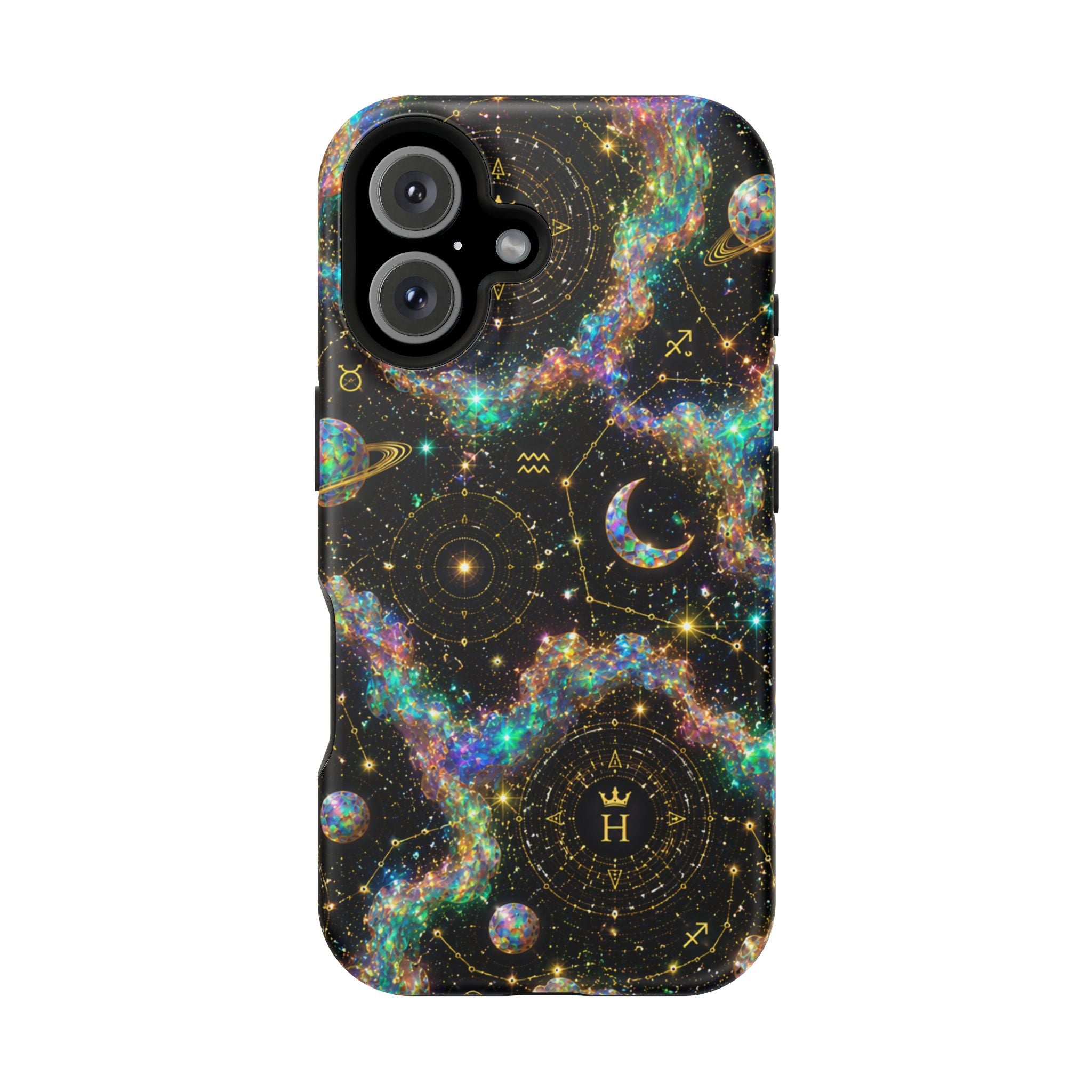 Libra Opal Birthstone Phone Case — Black Magnetic Impact-Resistant