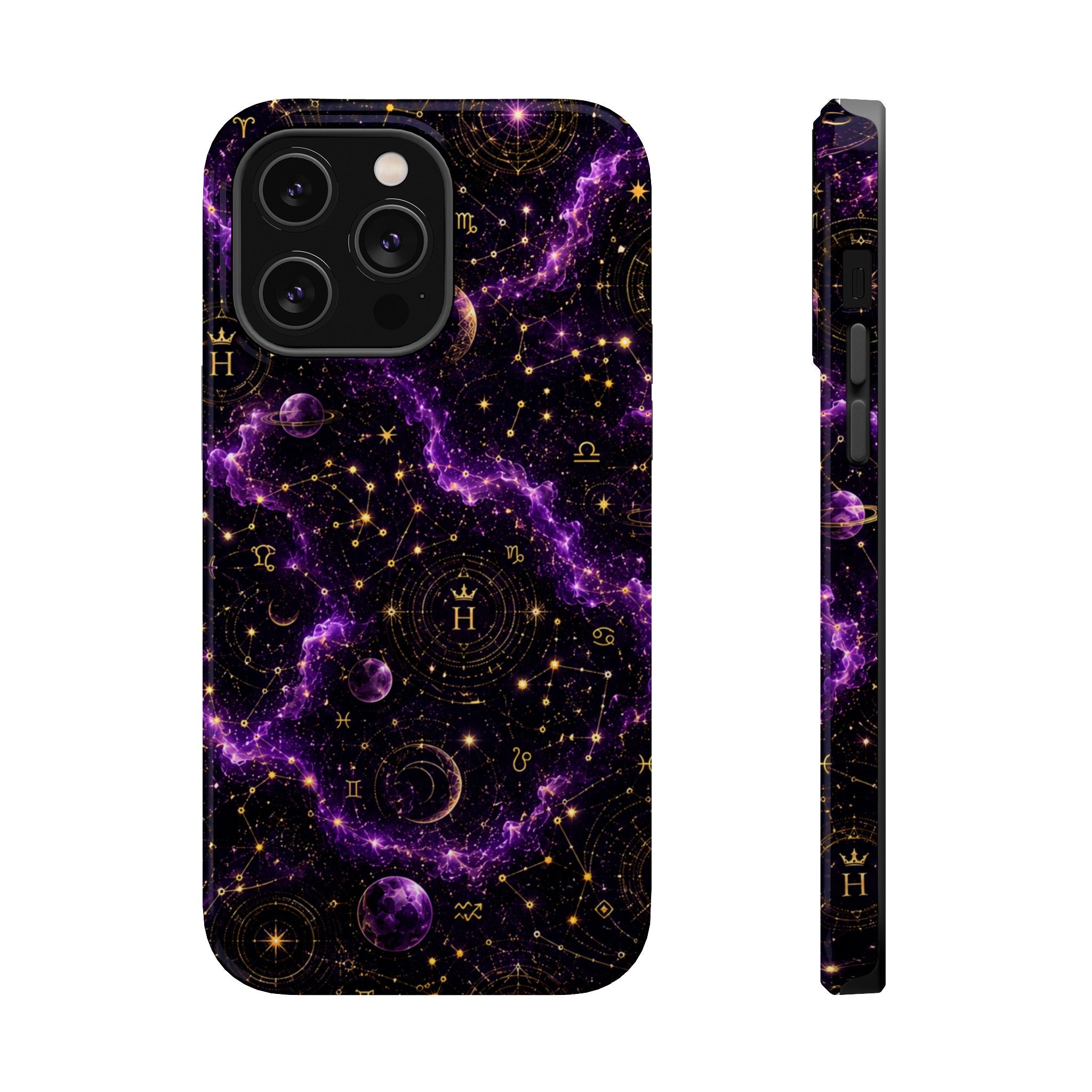 Aquarius Amethyst Birthstone Phone Case — Black Magnetic Impact-Resistant