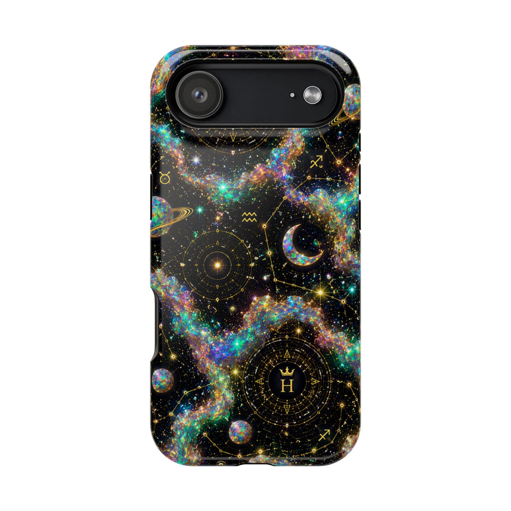 Libra Opal Birthstone Phone Case — Black Magnetic Impact-Resistant
