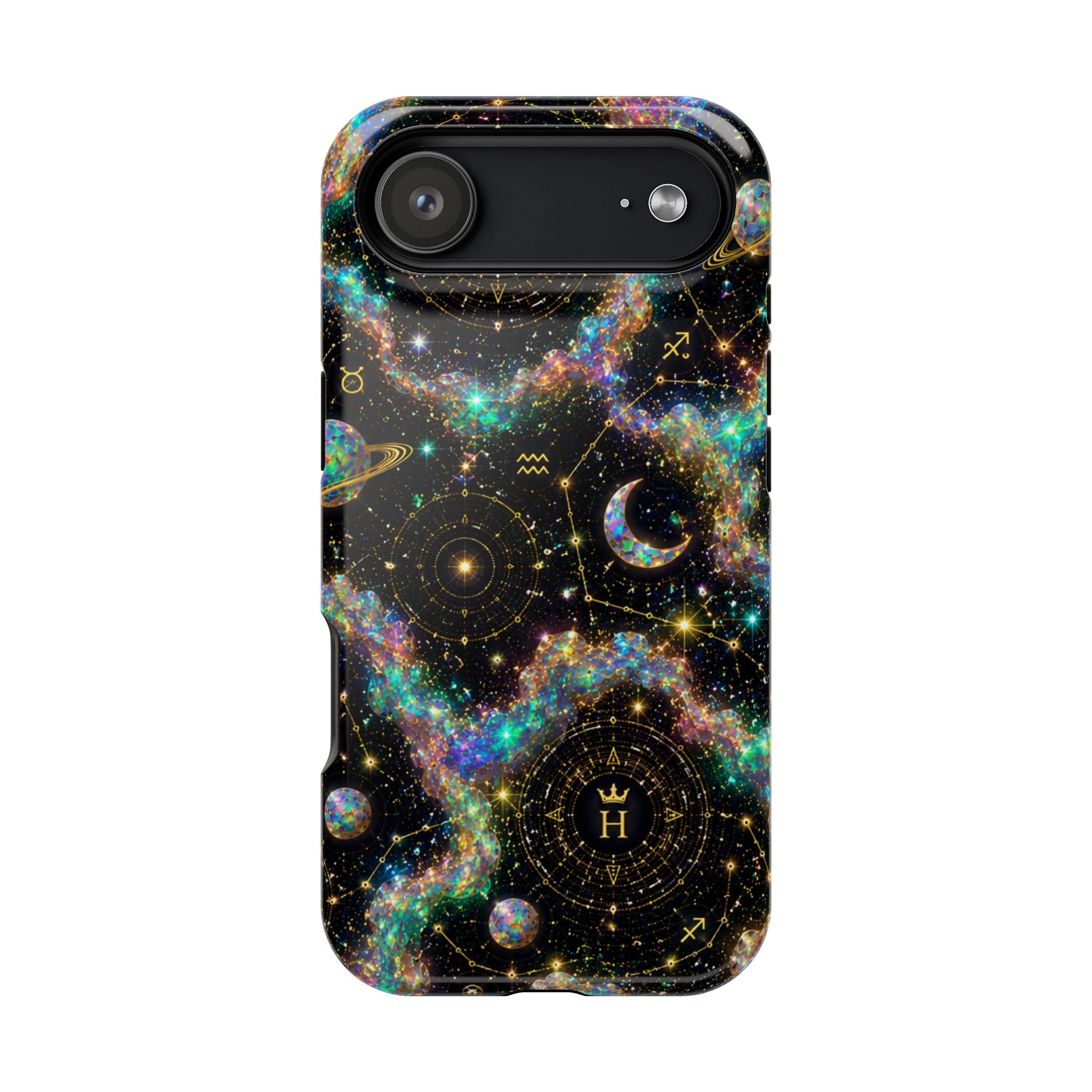Libra Opal Birthstone Phone Case — Black Magnetic Impact-Resistant