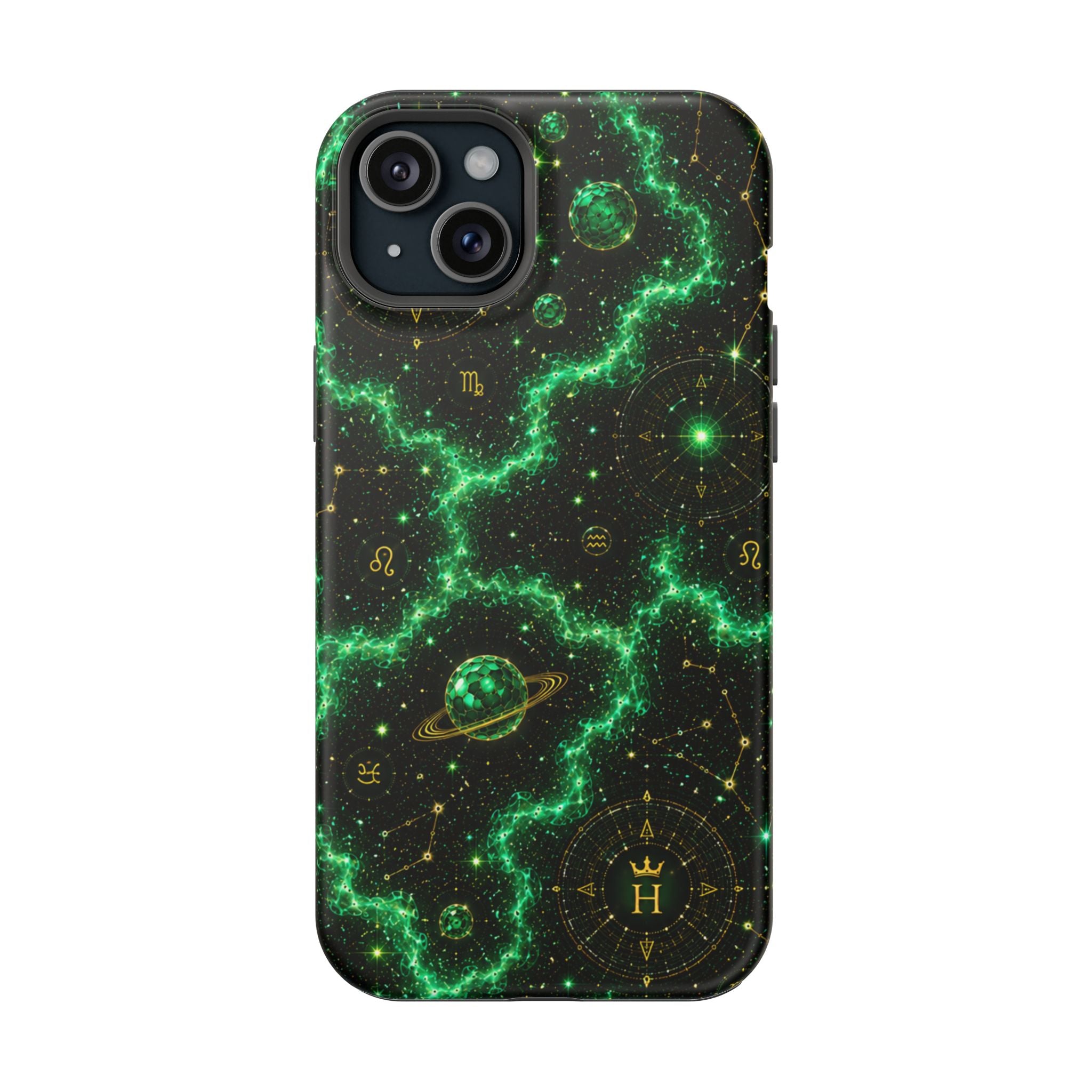 Taurus Emerald Birthstone Phone Case — Black Magnetic Impact-Resistant