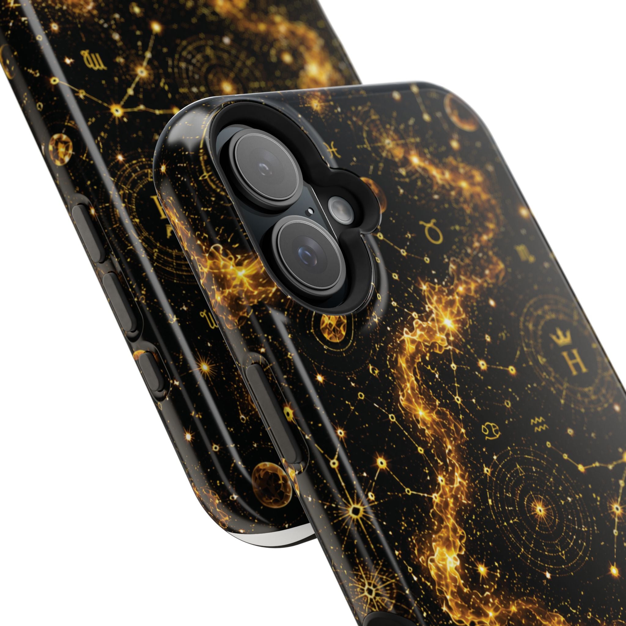 Galaxy Constellation Magnetic Phone Case — Gold Starfield Impact-Resistant