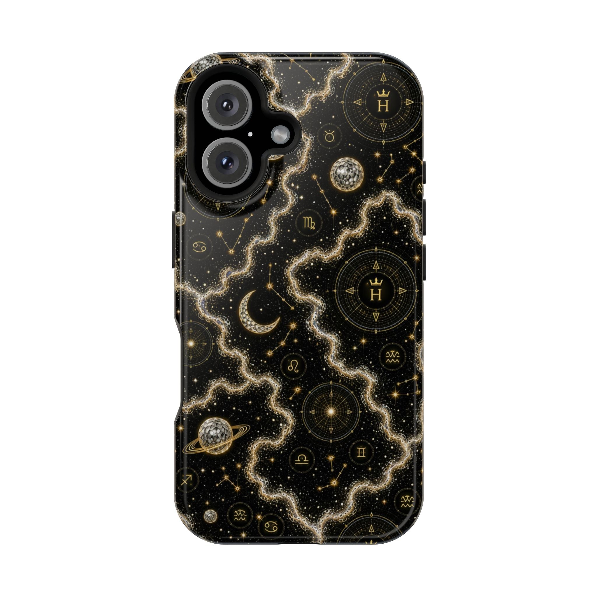 Aries Diamond Birthstone Phone Case — Black Magnetic Impact-Resistant