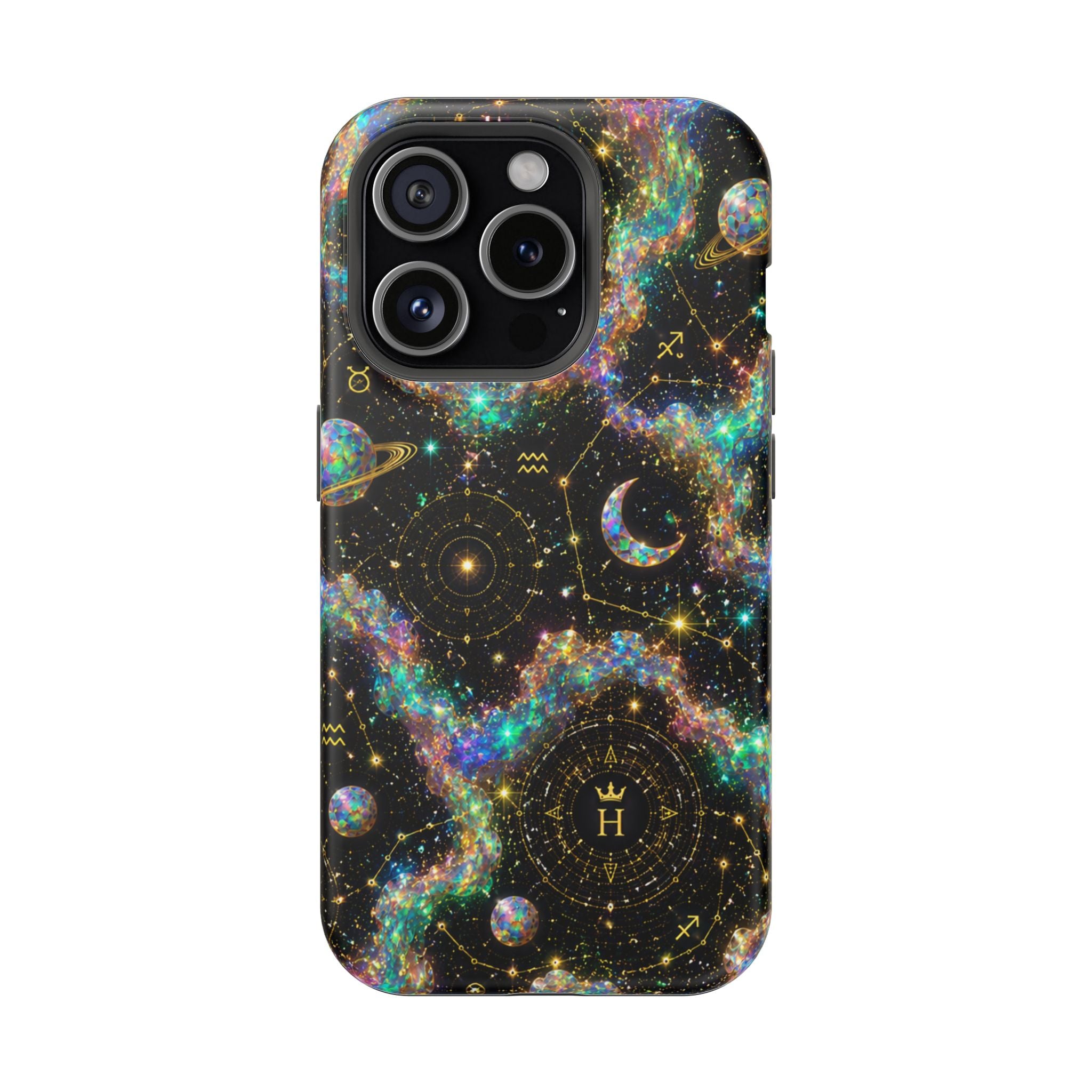 Libra Opal Birthstone Phone Case — Black Magnetic Impact-Resistant